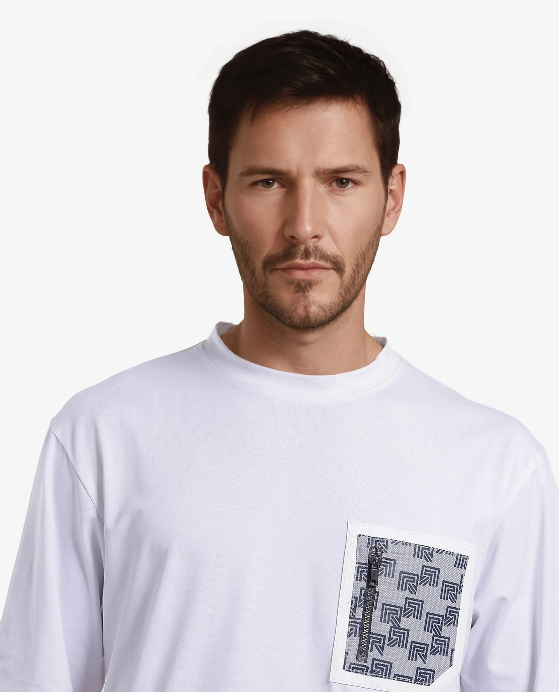 Rare Rabbit Men's Cotton Blend Monogram Print Oversized Fit Half Sleeve Crew Neck T-Shirt - Image 5