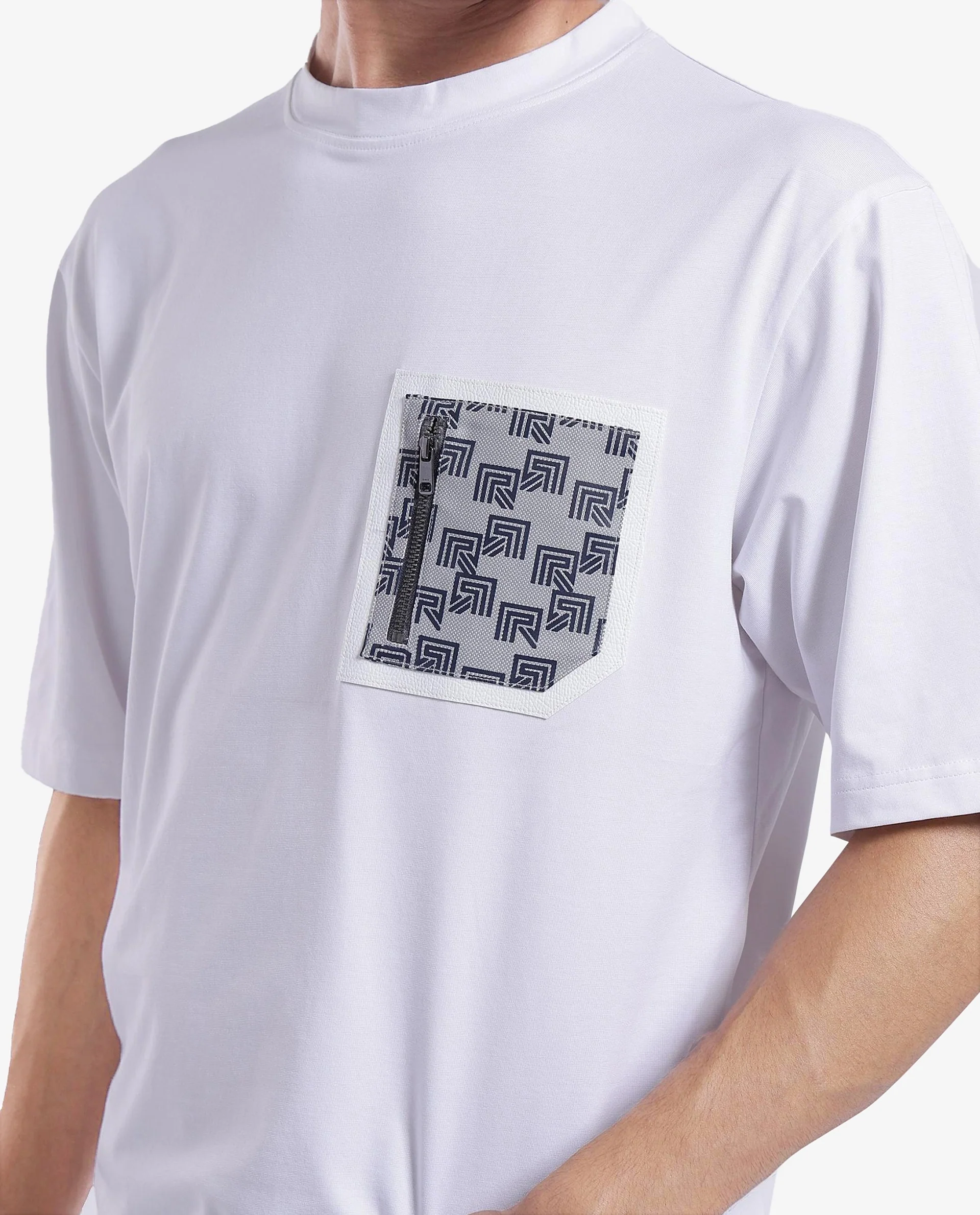 Rare Rabbit Men's Cotton Blend Monogram Print Oversized Fit Half Sleeve Crew Neck T-Shirt - Image 9