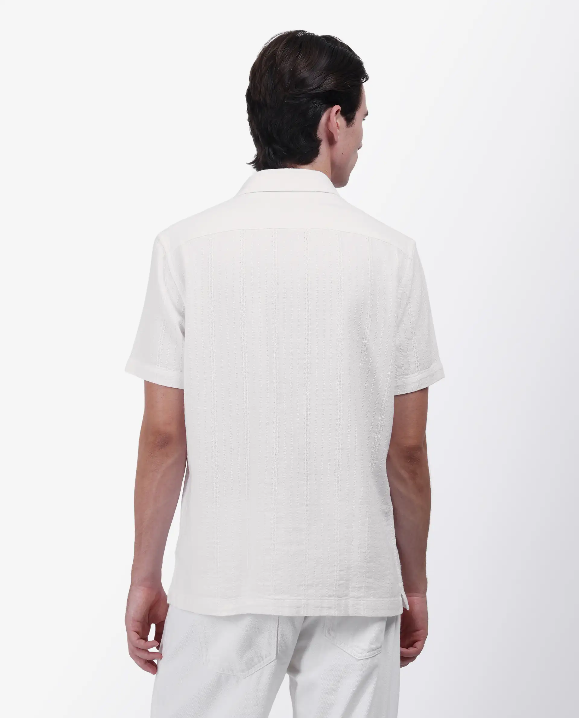 Rare Rabbit Men's Zolt White Cotton Striped Print Regular Fit Half Sleeve Collared Shirt - Image 7