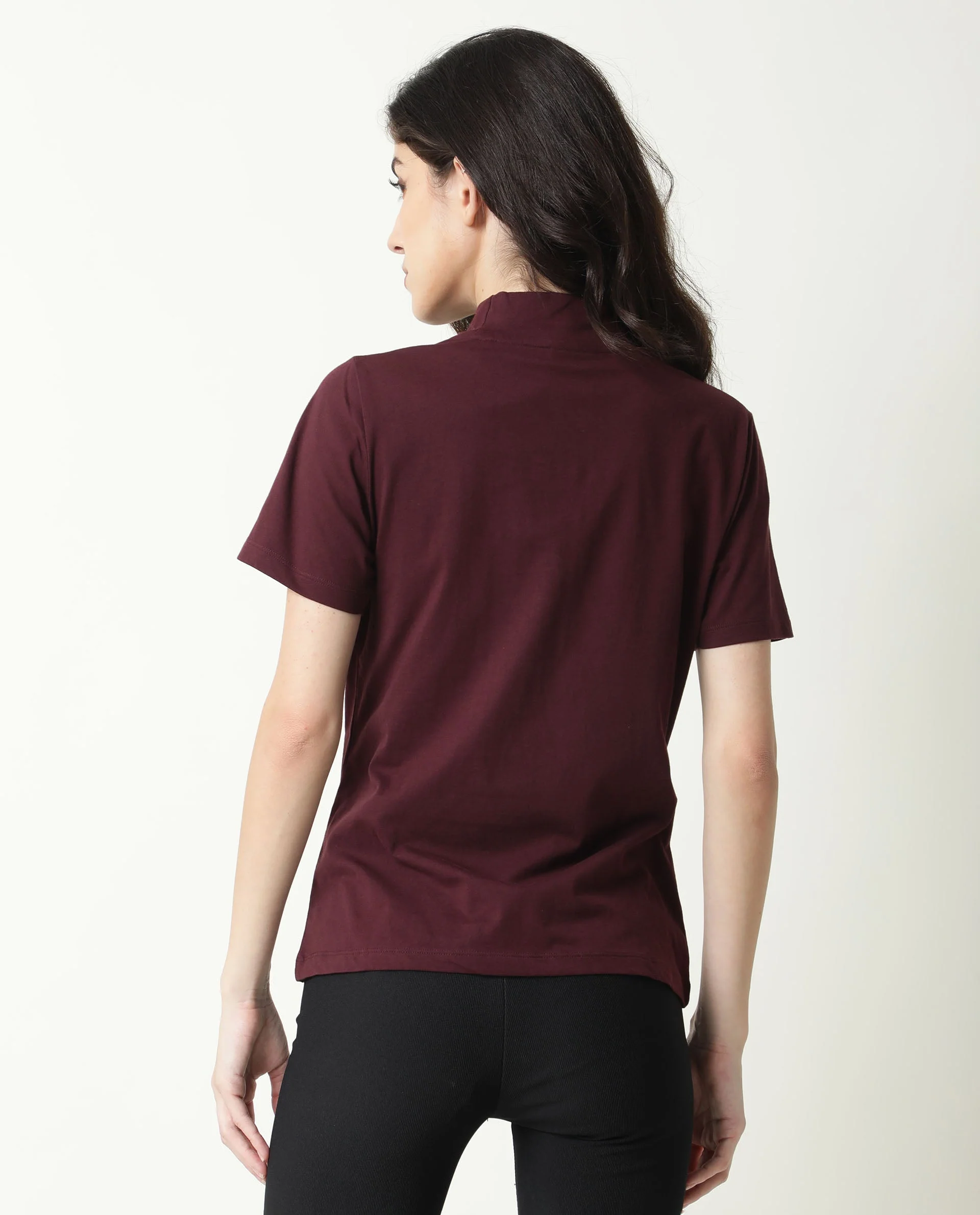 Rareism Women's Zolten Maroon Cotton Crew Neck Plain Regular Fit T-Shirt - Image 2