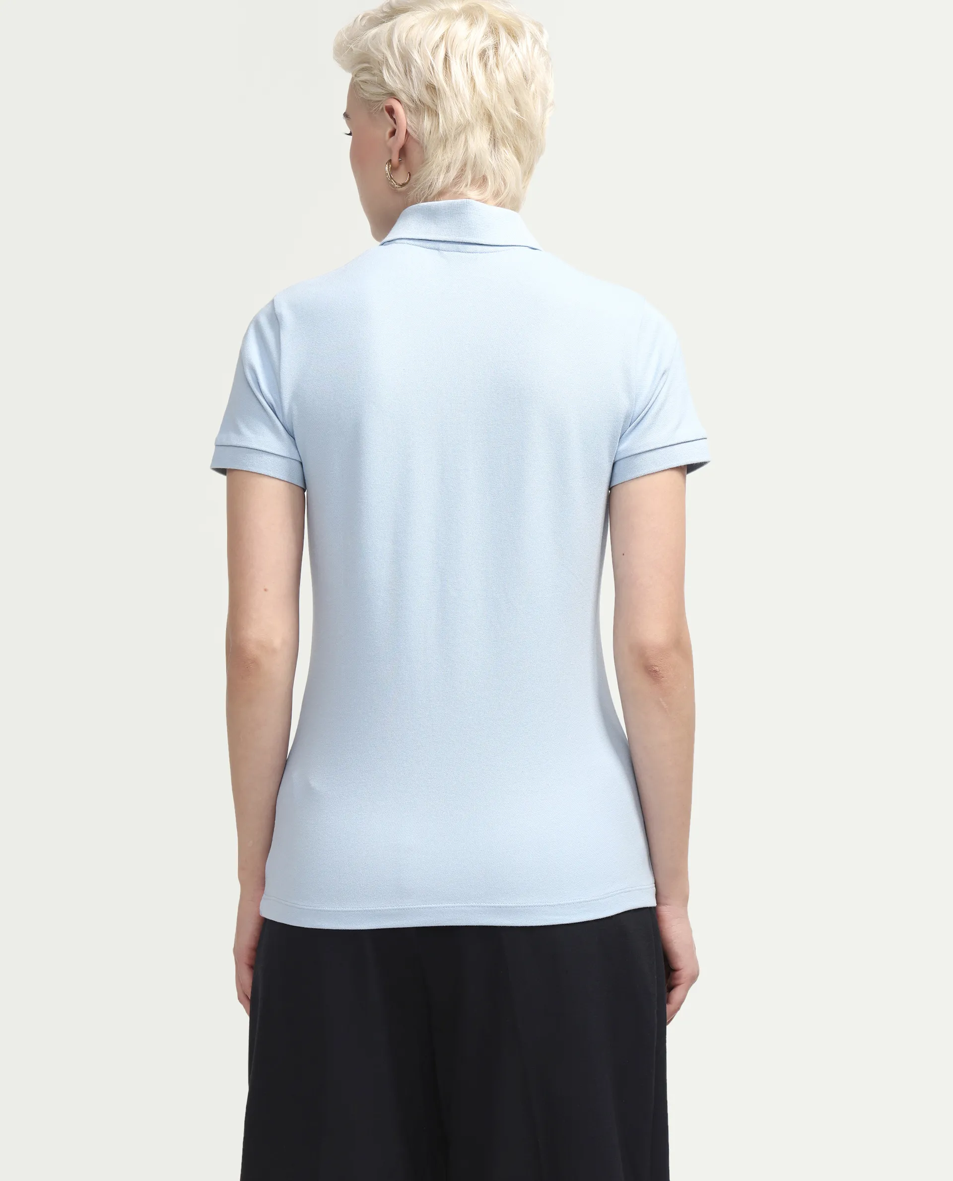 Rareism Women's Zonrad Light Blue Cotton Blend Half Sleeve Regular Fit Plain Polo - Image 7