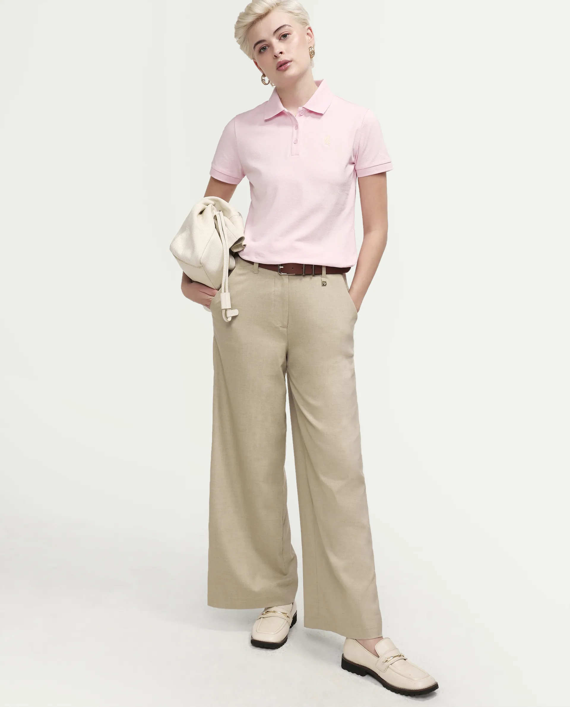 Rareism Women's Zonrad Light Pink Cotton Blend Half Sleeve Regular Fit Plain Polo - Image 2