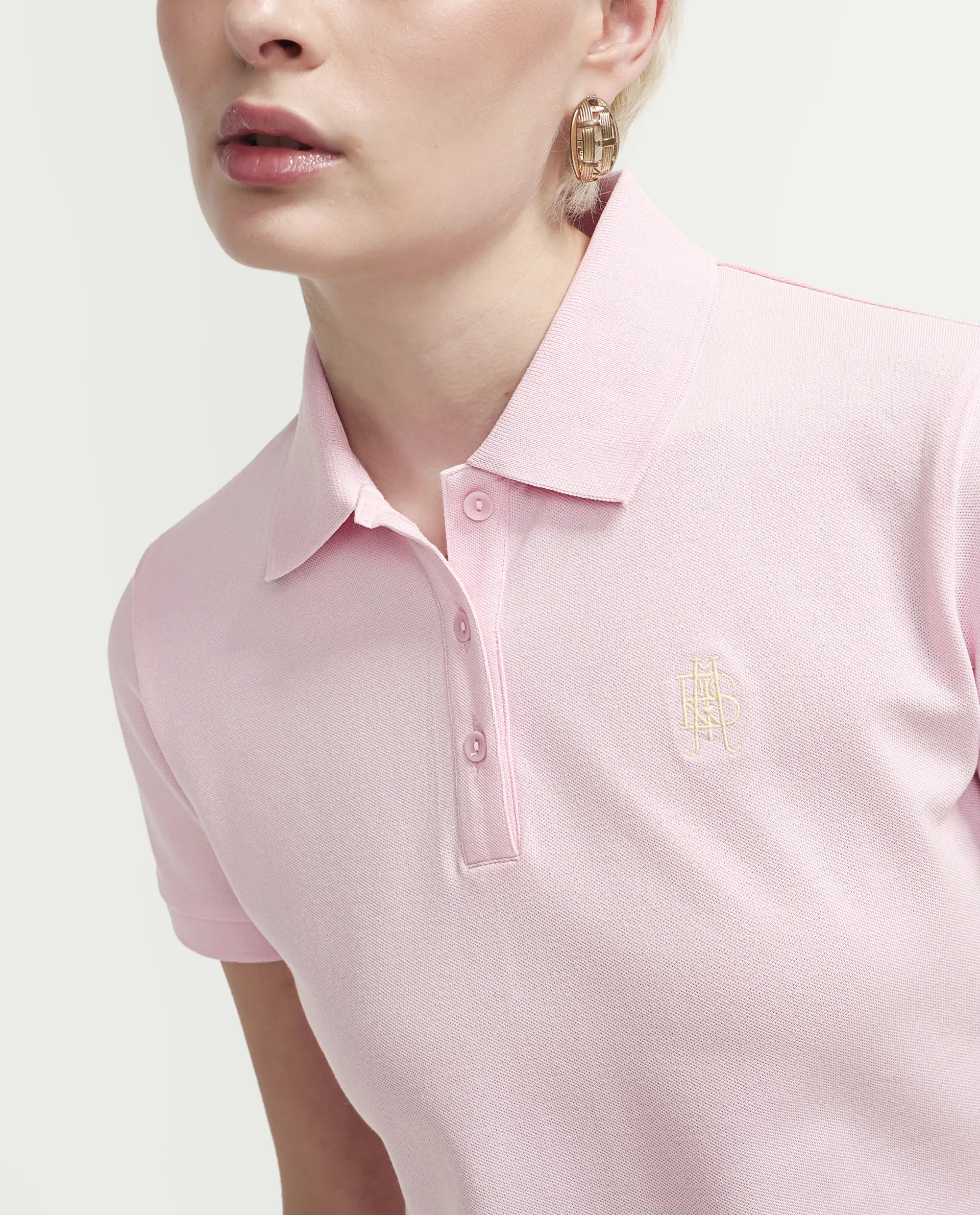 Rareism Women's Zonrad Light Pink Cotton Blend Half Sleeve Regular Fit Plain Polo - Image 3