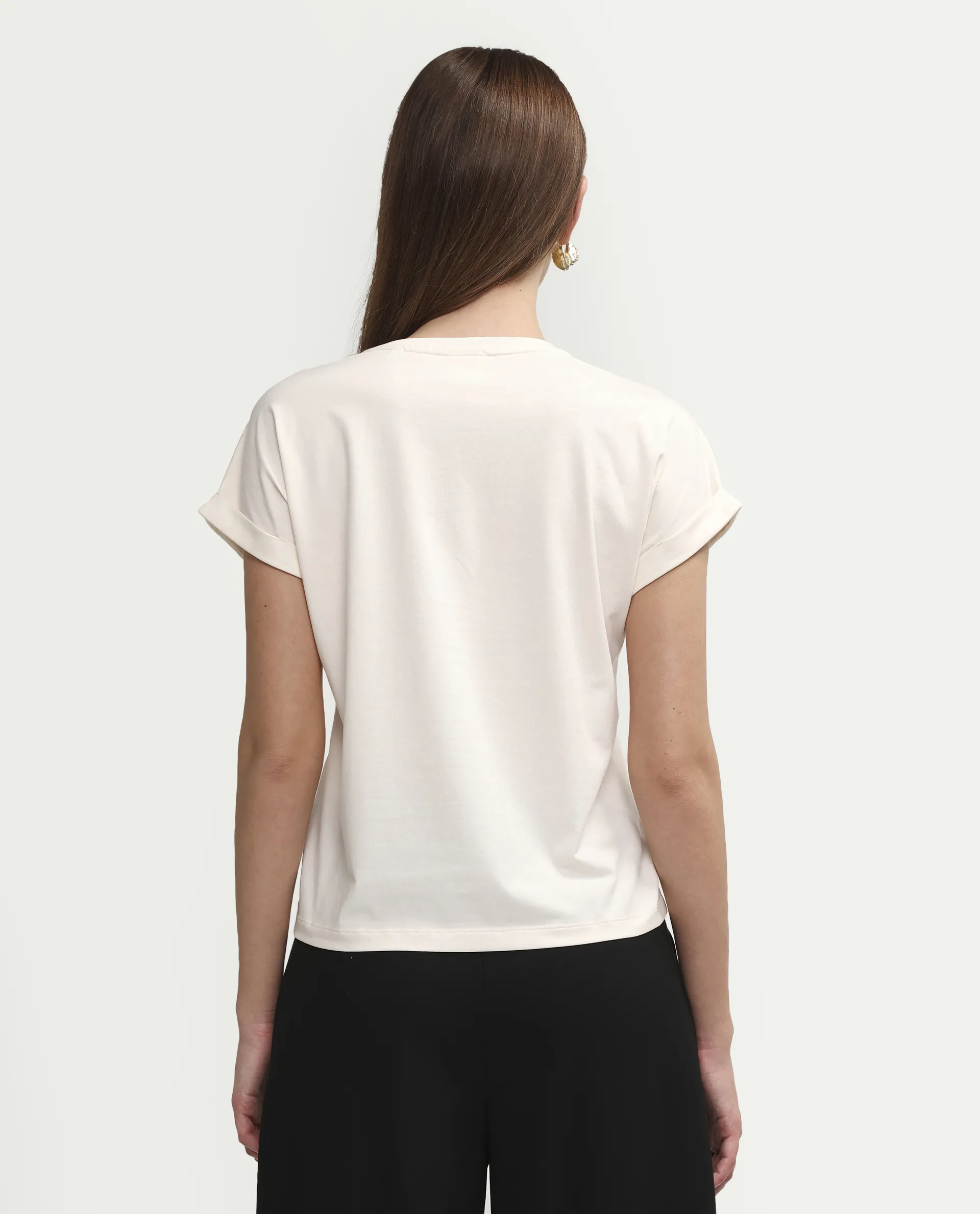 Rareism Women's Zools Off White Cotton Blend Half Sleeve Relaxed Fit Floral Print T-Shirt - Image 7