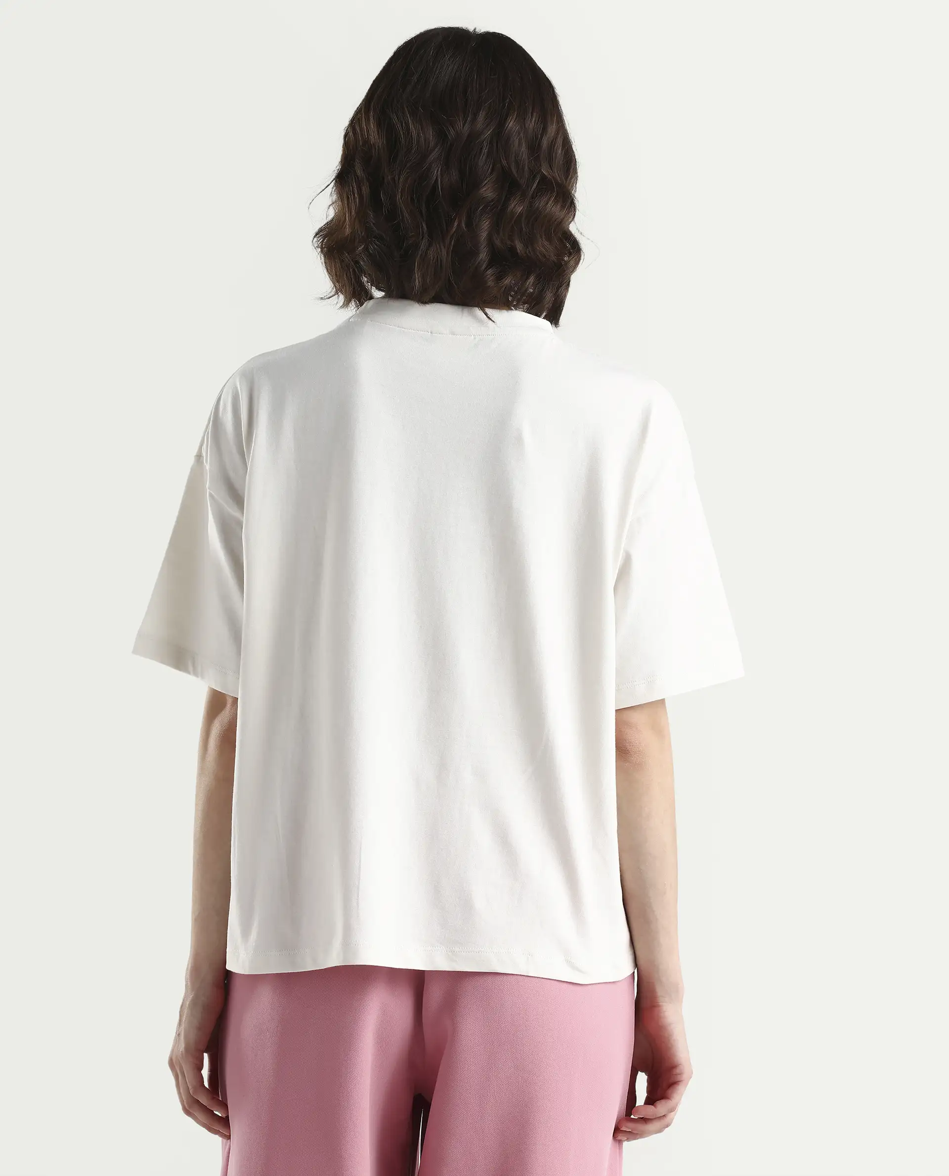 Rareism Women's Zopez Off White Cotton Half Sleeve Boxy Typography Print T-Shirt - Image 7