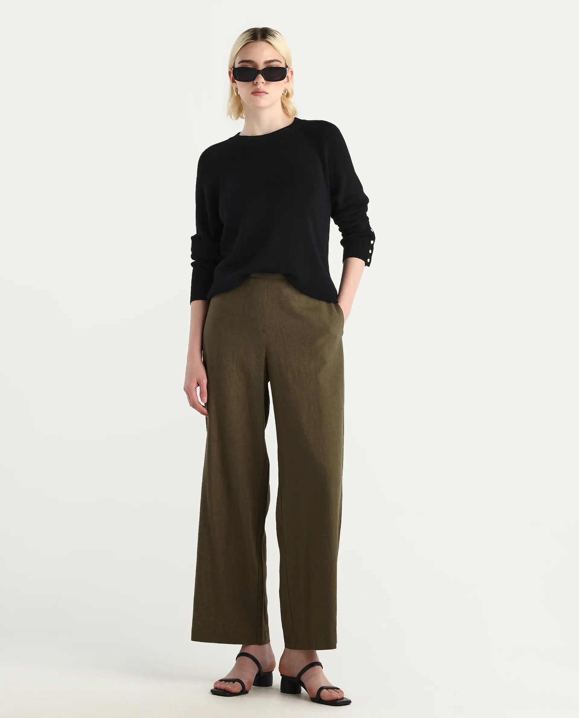 Rareism Women's Zora Black Viscose Blend Crew Neck Relaxed Fit Sweater - Image 2