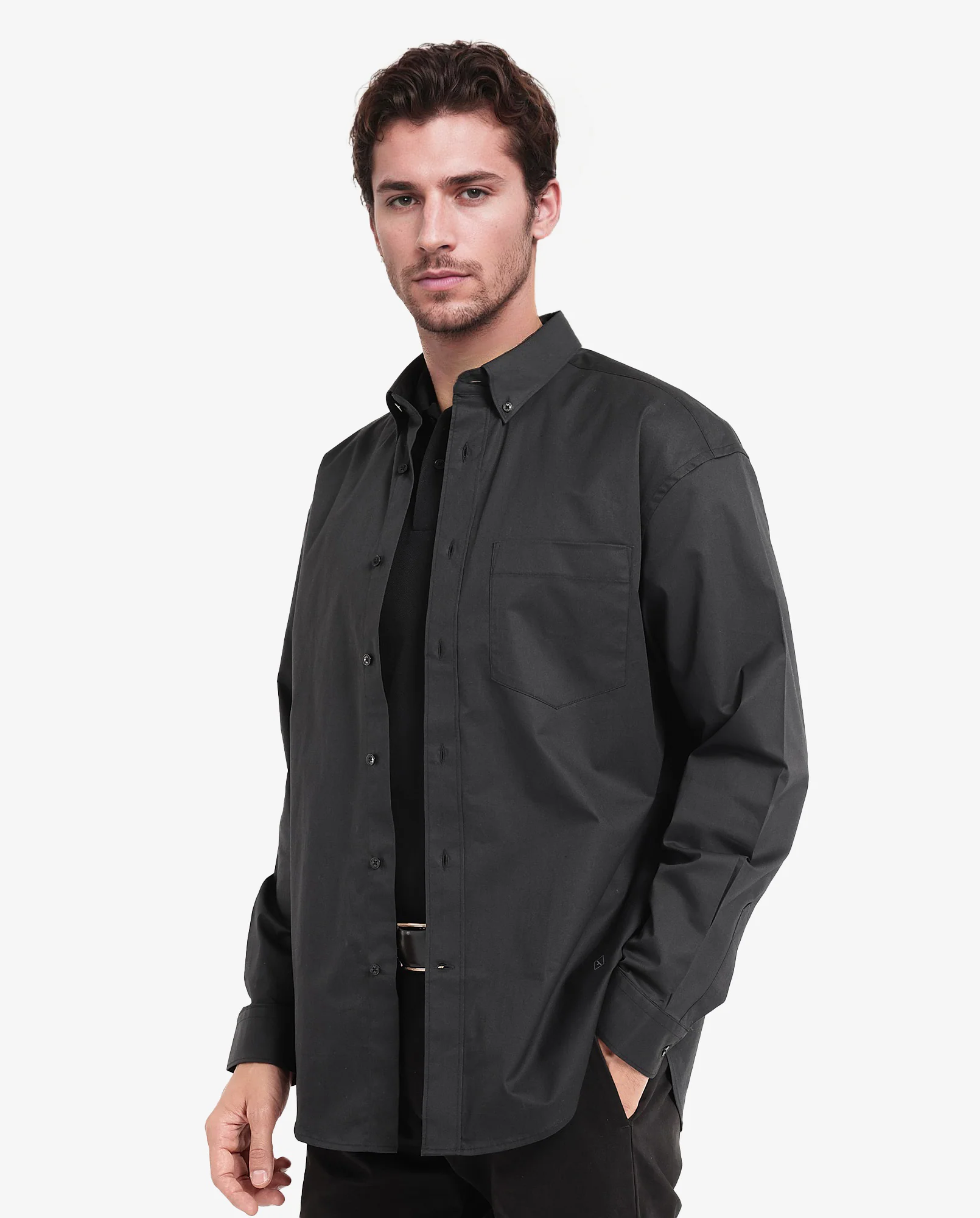 Rare Rabbit Men's Zord Black Cotton Plain Boxy Fit Full Sleeve Collared Shirt - Image 5