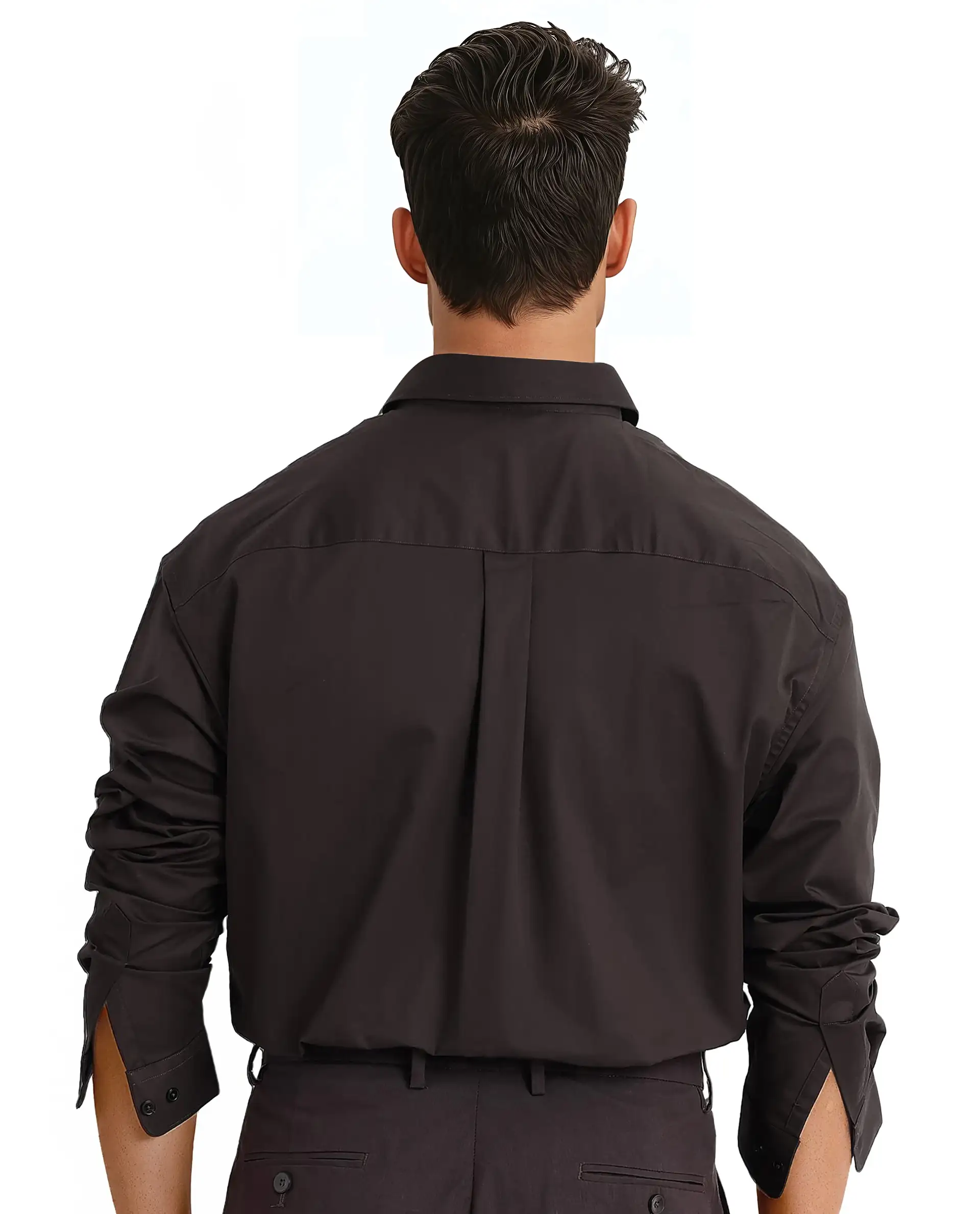 Rare Rabbit Men's Zord Dark Brown Cotton Plain Boxy Fit Full Sleeve Collared Shirt - Image 4