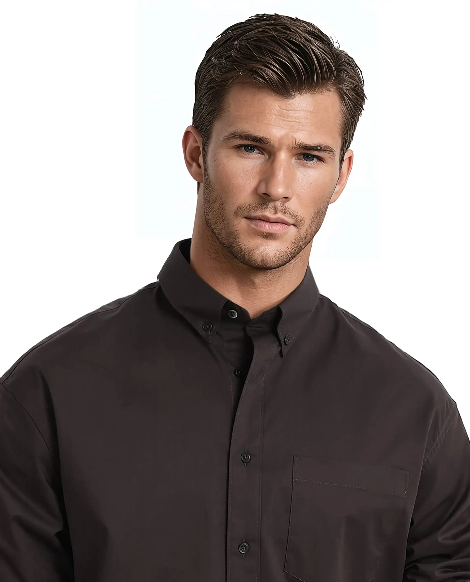 Rare Rabbit Men's Zord Dark Brown Cotton Plain Boxy Fit Full Sleeve Collared Shirt - Image 6