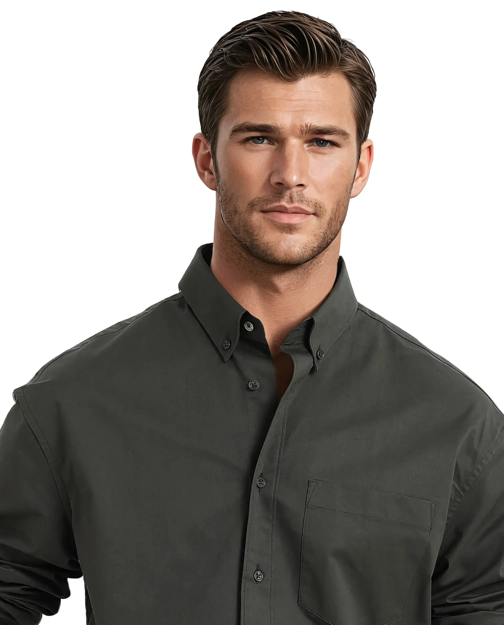 Rare Rabbit Men's Zord Dark Olive Cotton Plain Boxy Fit Full Sleeve Collared Shirt - Image 6