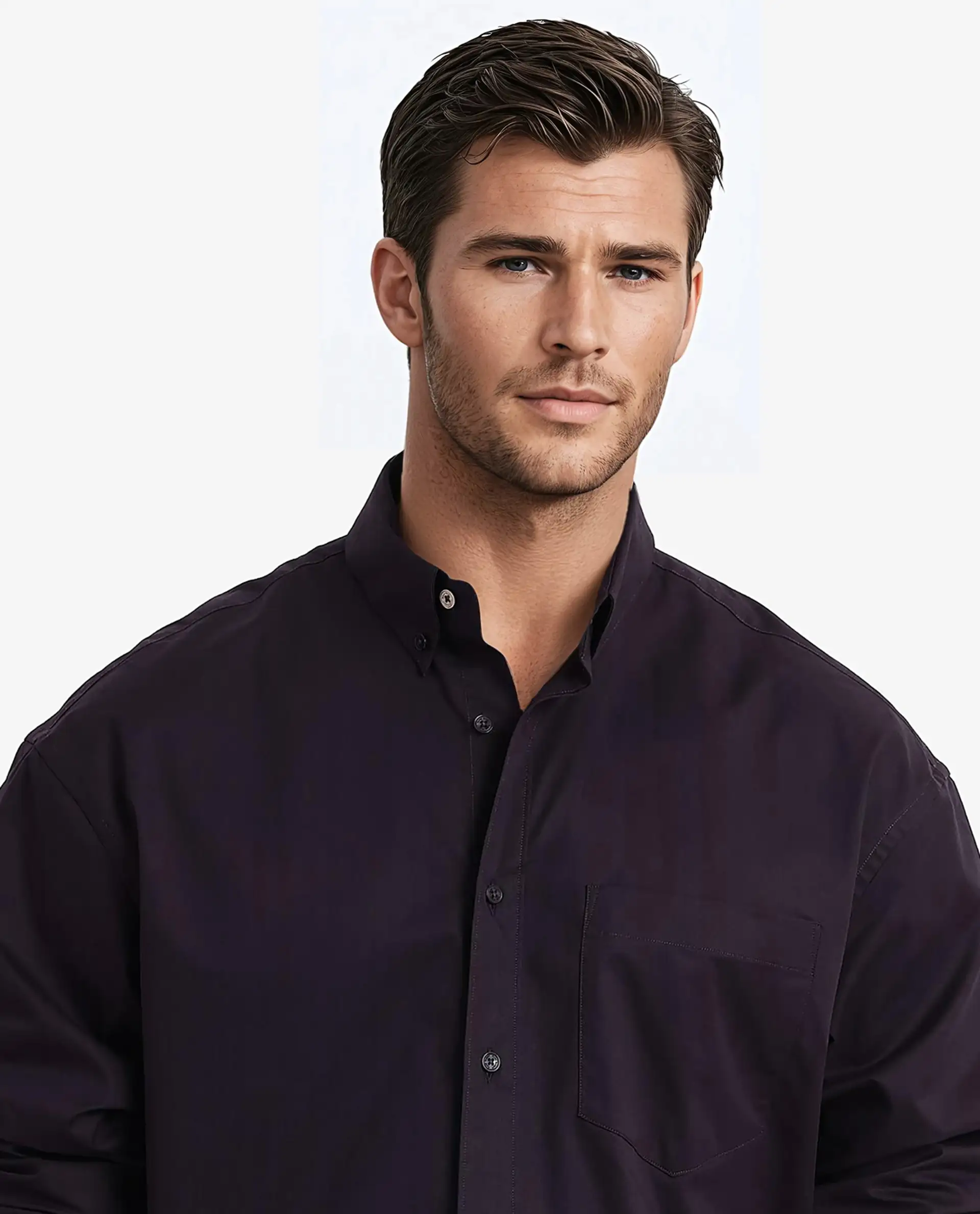 Rare Rabbit Men's Zord Dark Purple Cotton Plain Boxy Fit Full Sleeve Collared Shirt - Image 6