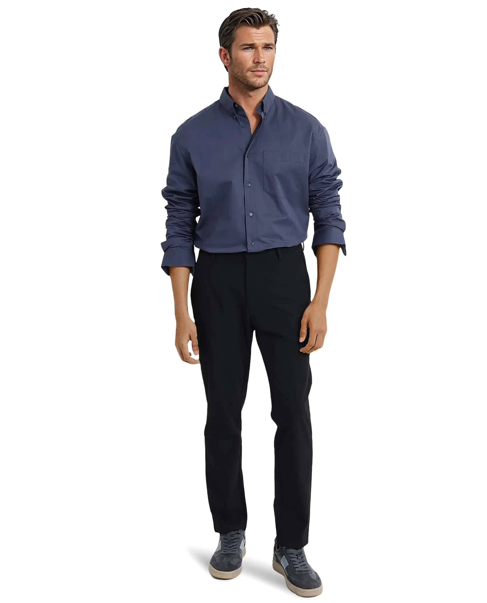 Rare Rabbit Men's Zord Dusky Blue Cotton Plain Boxy Fit Full Sleeve Collared Shirt - Image 2