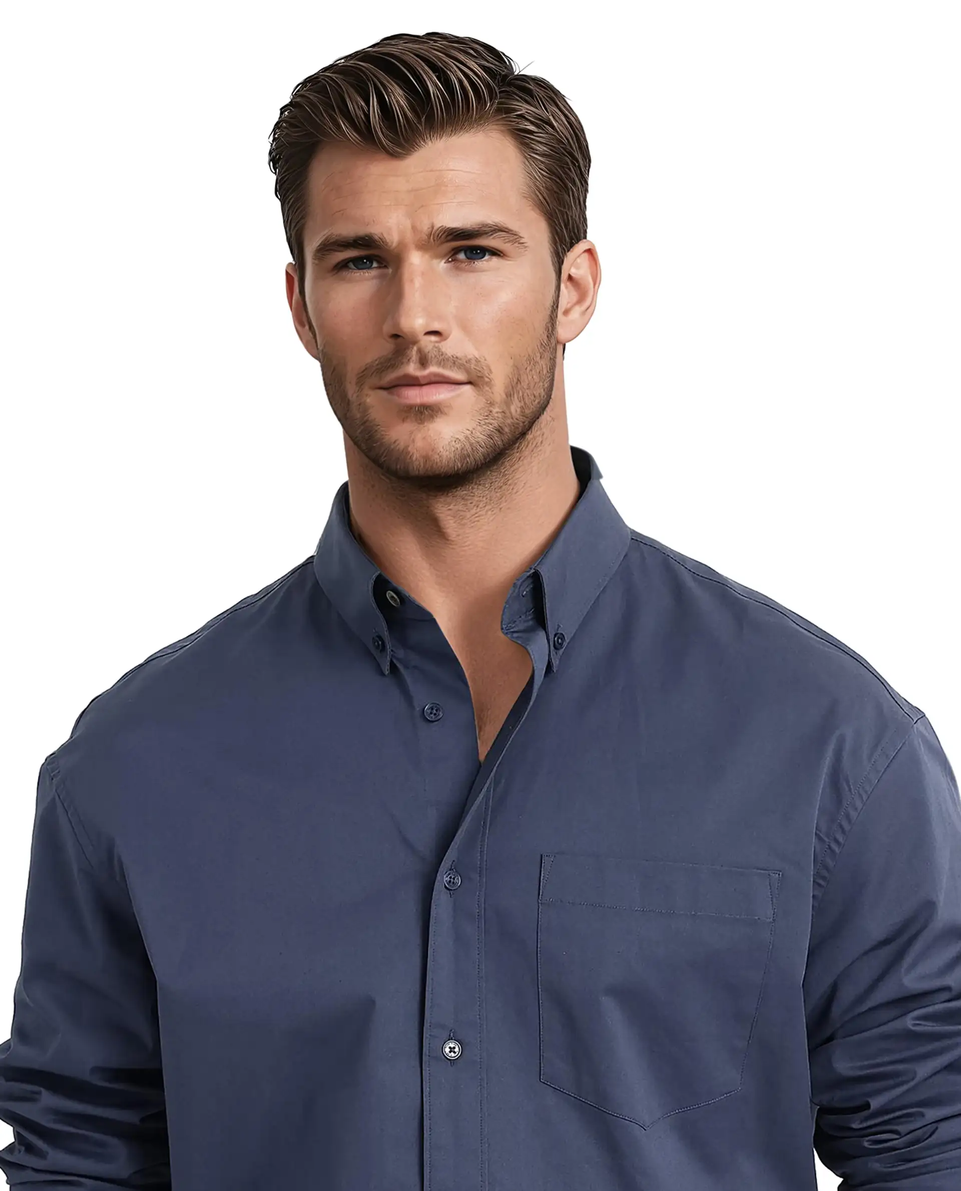 Rare Rabbit Men's Zord Dusky Blue Cotton Plain Boxy Fit Full Sleeve Collared Shirt - Image 6