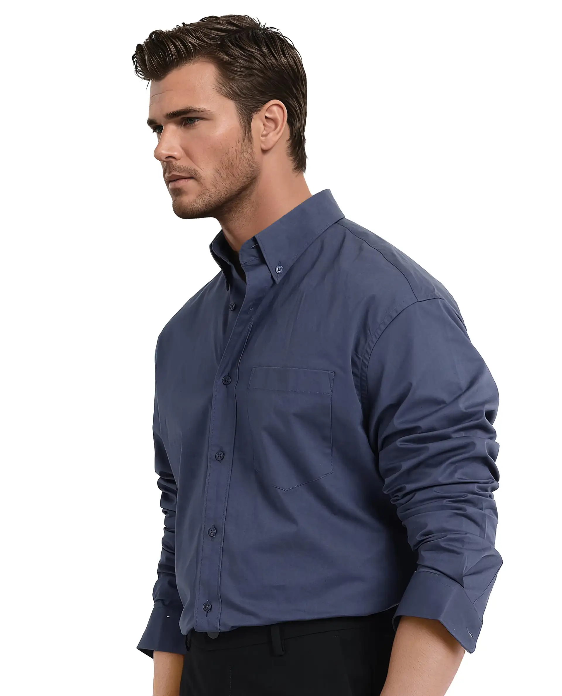 Rare Rabbit Men's Zord Dusky Blue Cotton Plain Boxy Fit Full Sleeve Collared Shirt - Image 7