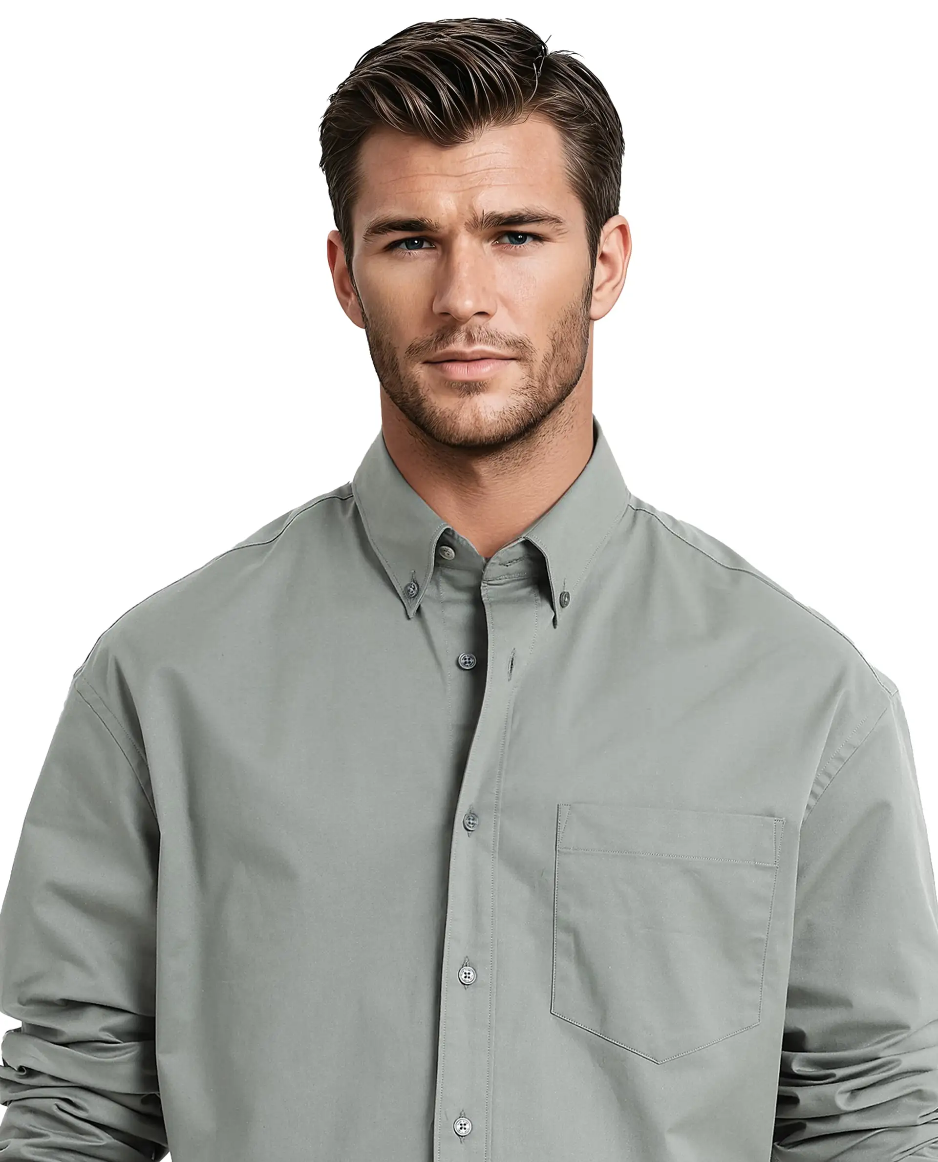 Rare Rabbit Men's Zord Green Cotton Plain Boxy Fit Full Sleeve Collared Shirt - Image 6