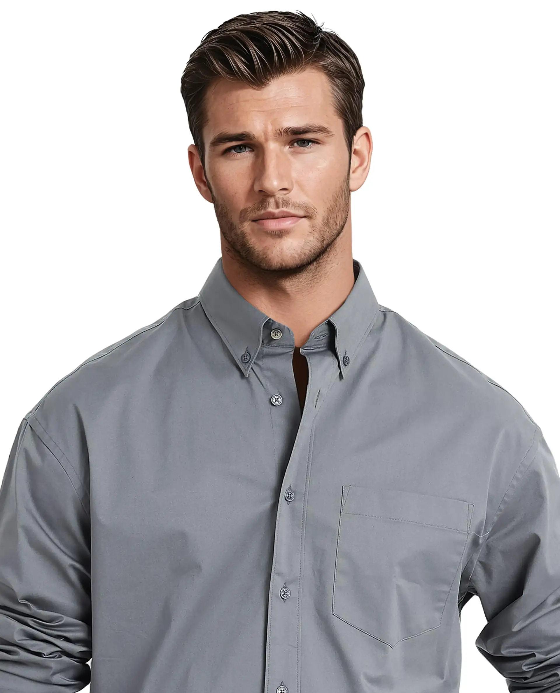Rare Rabbit Men's Zord Grey Cotton Plain Boxy Fit Full Sleeve Collared Shirt - Image 6