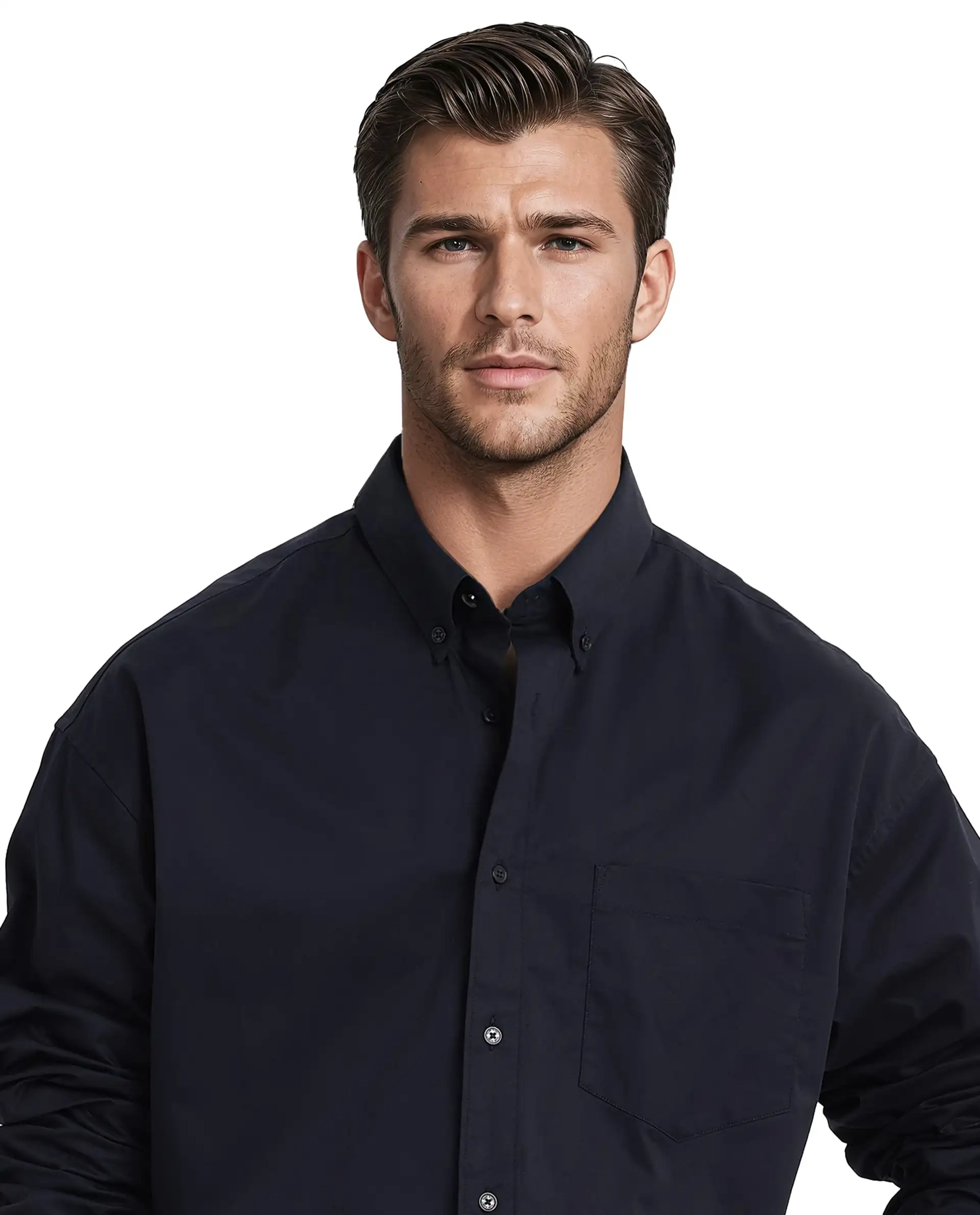 Rare Rabbit Men's Zord Navy Cotton Plain Boxy Fit Full Sleeve Spread Collar Shirt - Image 5
