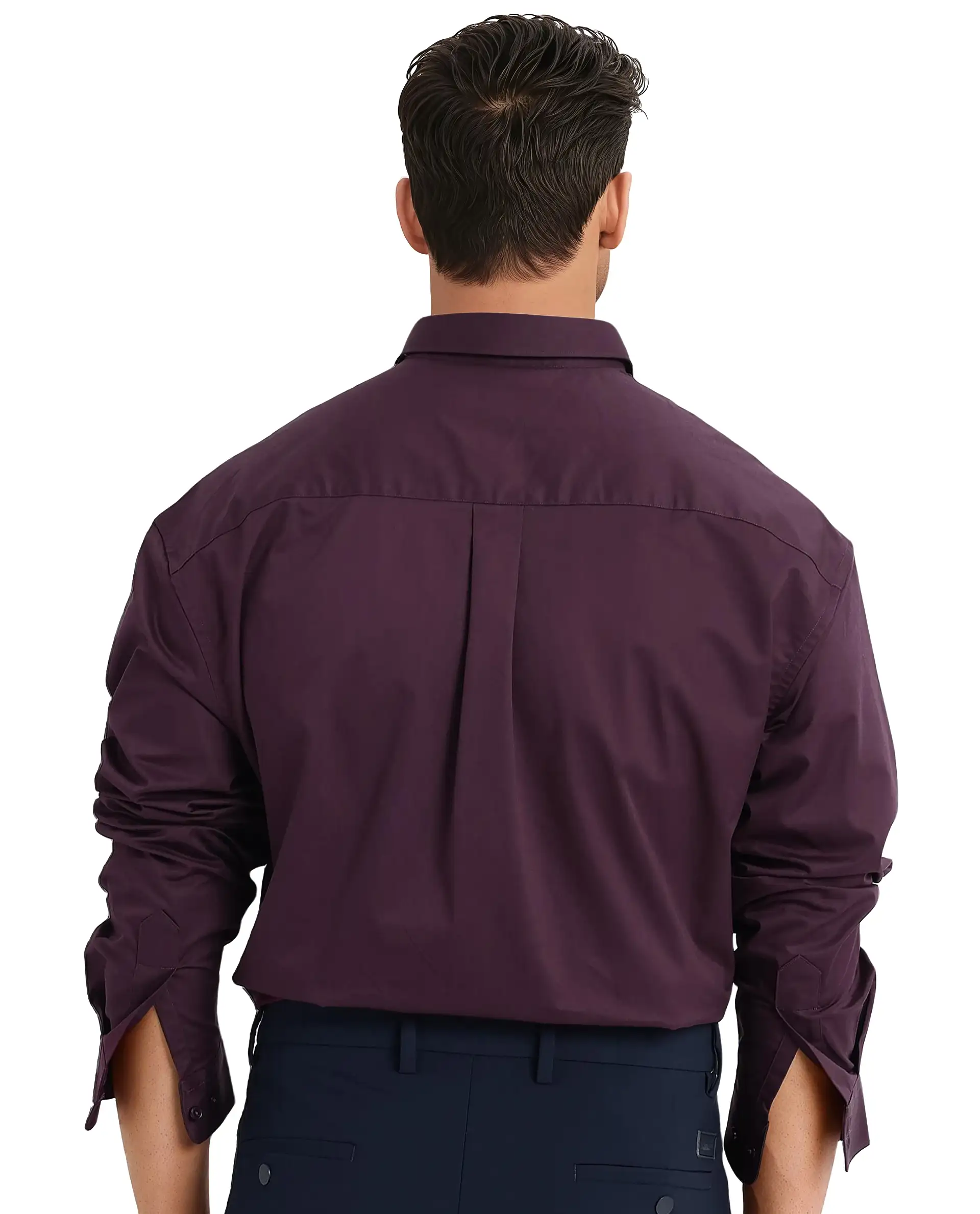Rare Rabbit Men's Zord Purple Cotton Plain Boxy Fit Full Sleeve Collared Shirt - Image 4