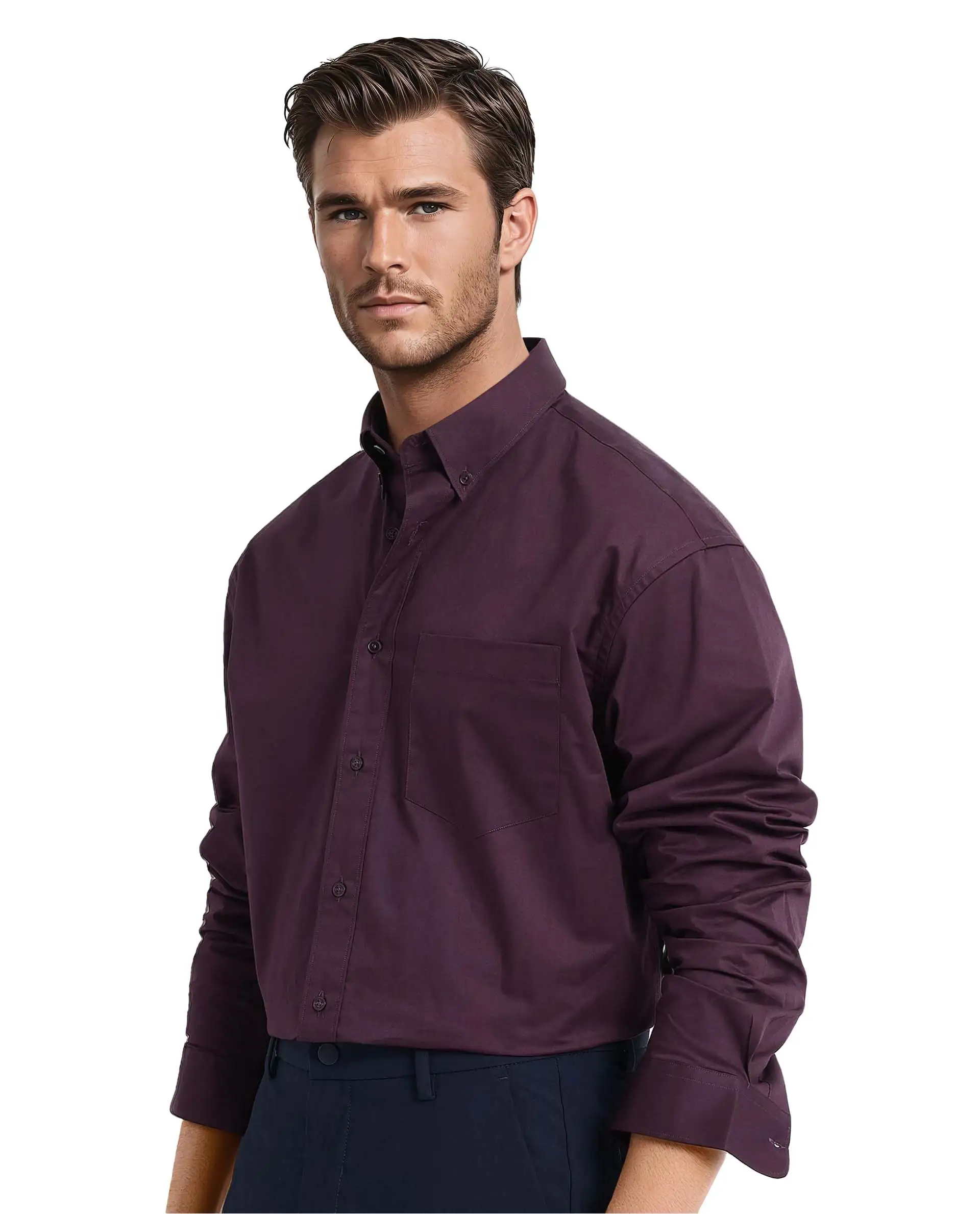 Rare Rabbit Men's Zord Purple Cotton Plain Boxy Fit Full Sleeve Collared Shirt - Image 6