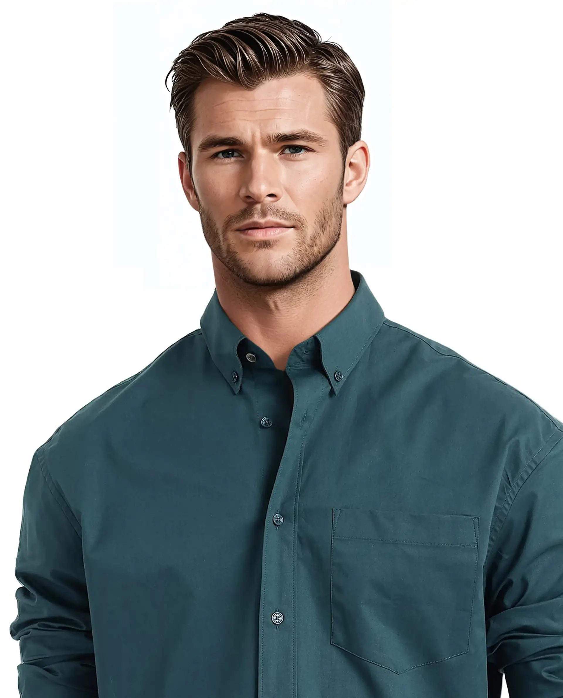Rare Rabbit Men's Zord Teal Cotton Plain Boxy Fit Full Sleeve Collared Shirt - Image 5