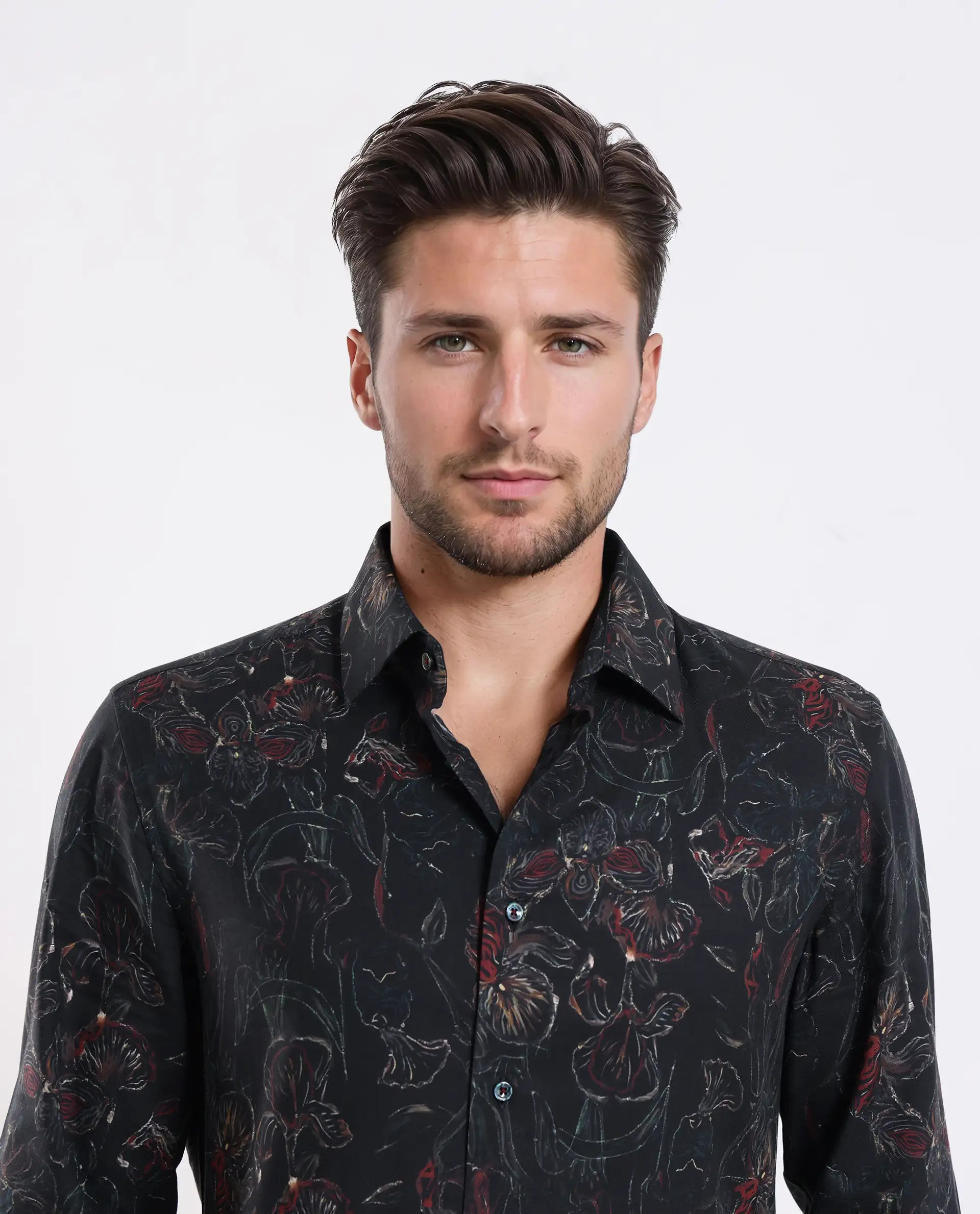 Rare Rabbit Men's Zoric Black Cotton Blend Fabric Full Sleeve Collared Neck Floral Print Shirt - Image 7