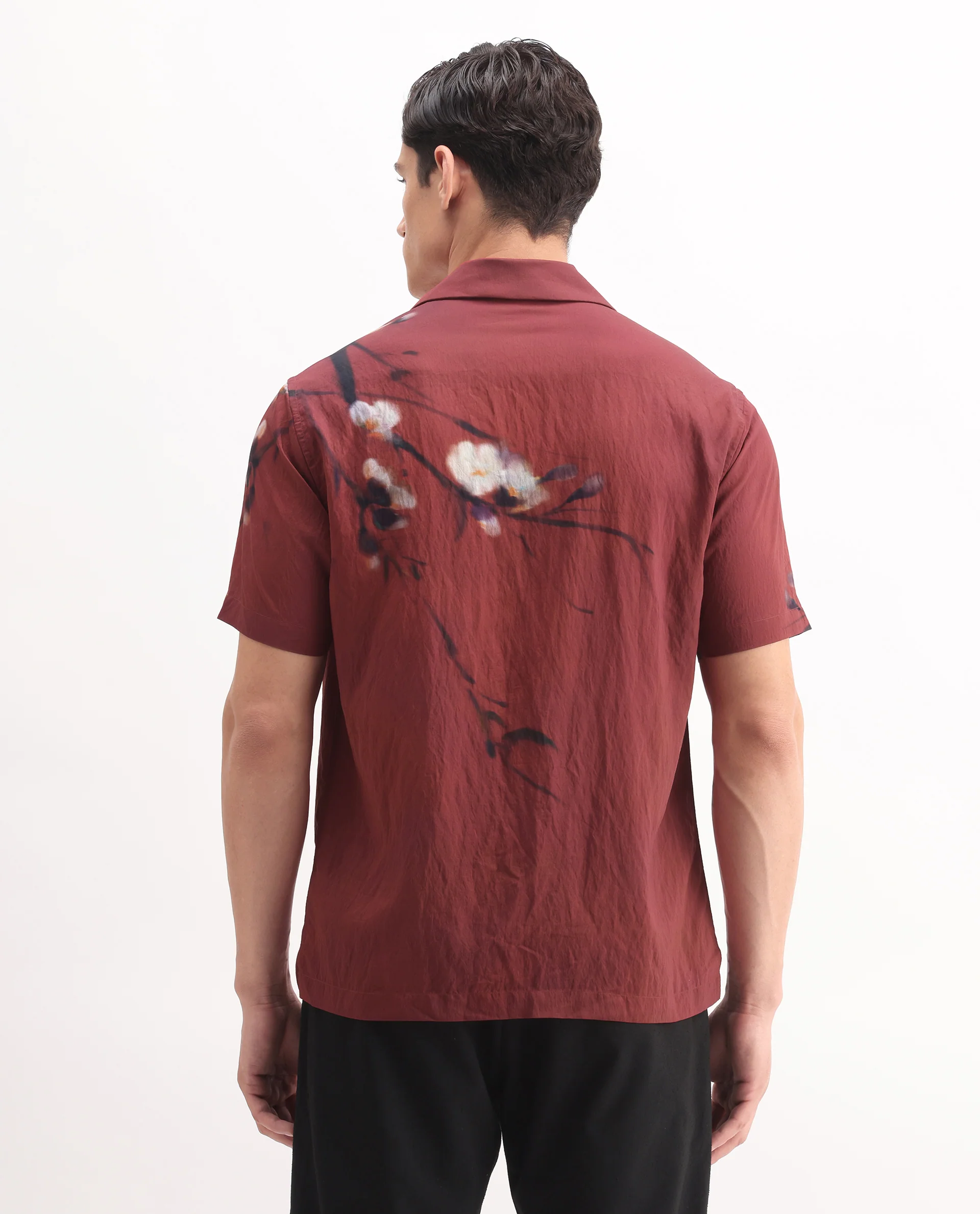 Rare Rabbit Men's Zovek Red Viscose Blend Floral Print Relaxed Fit Half Sleeve Cuban Collar Shirt - Image 8