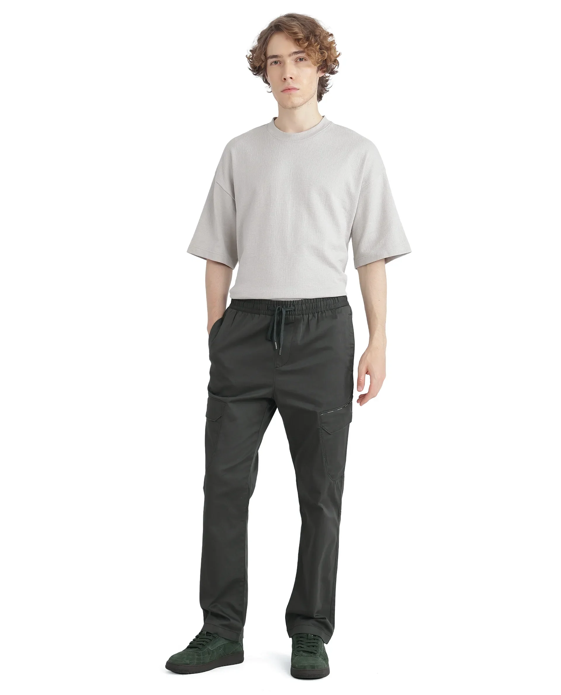 Rare Rabbit Men's Zudi Dark Grey Cotton Plain Regular Fit Trouser - Image 2