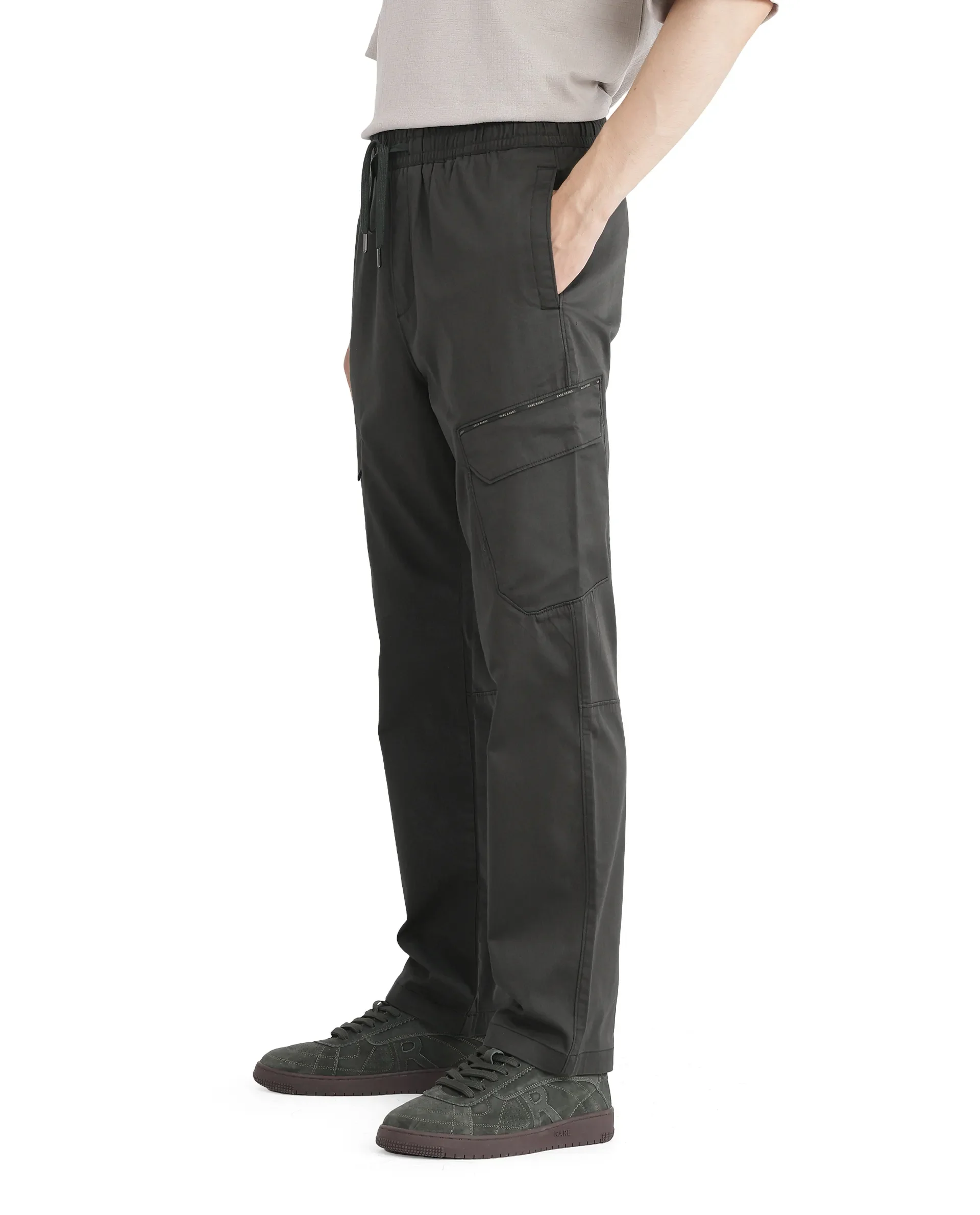 Rare Rabbit Men's Zudi Dark Grey Cotton Plain Regular Fit Trouser - Image 4