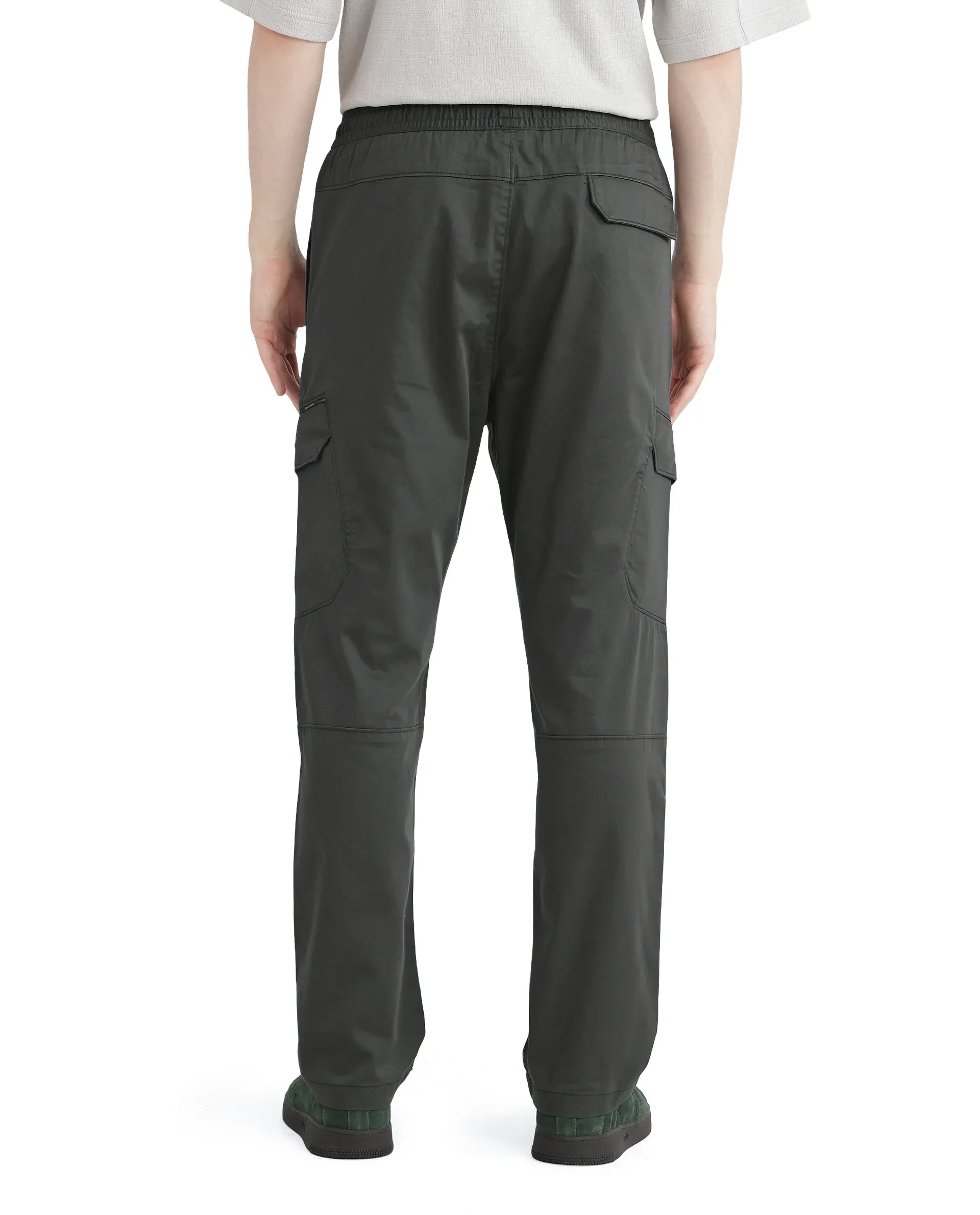 Rare Rabbit Men's Zudi Dark Grey Cotton Plain Regular Fit Trouser - Image 5