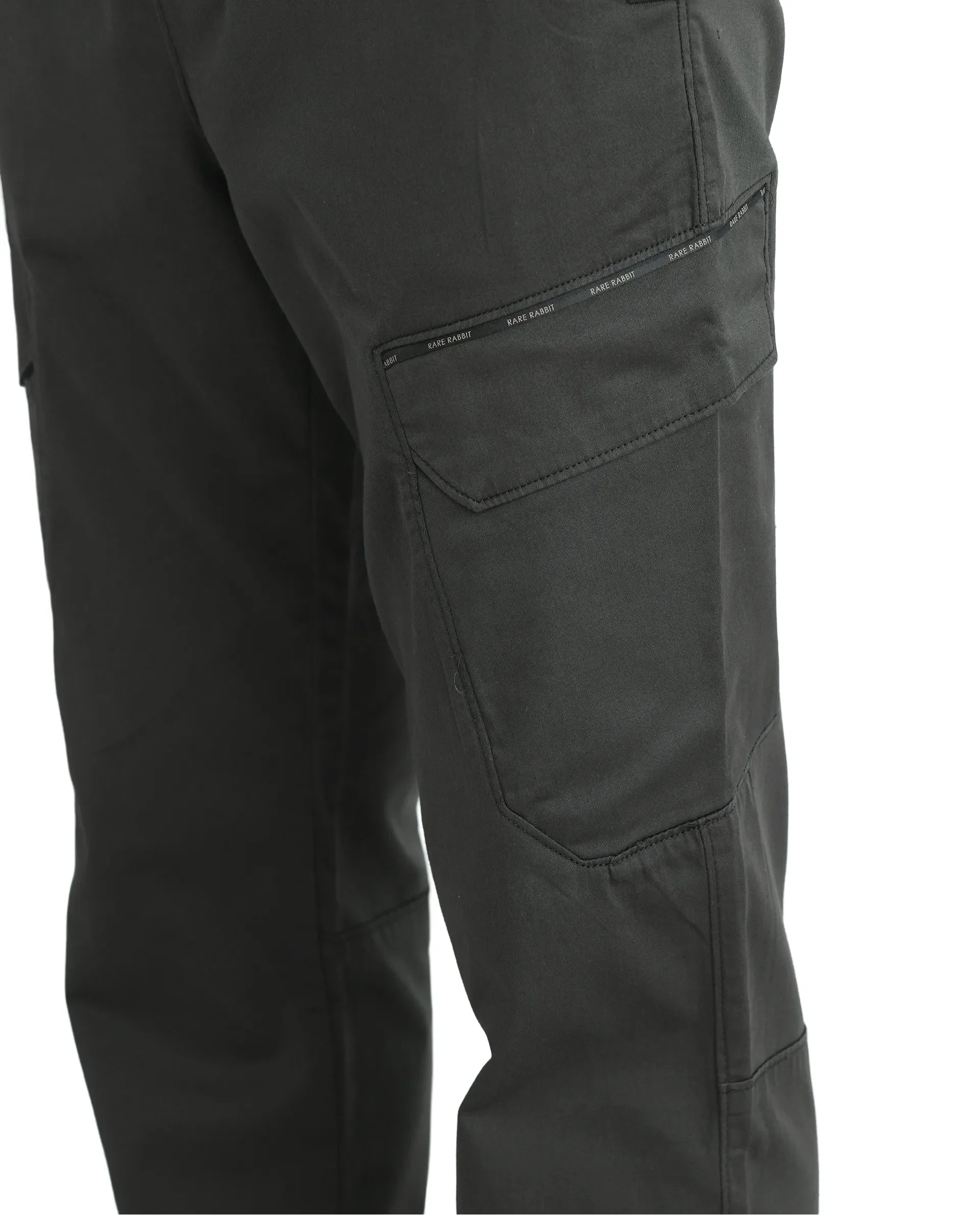 Rare Rabbit Men's Zudi Dark Grey Cotton Plain Regular Fit Trouser - Image 8