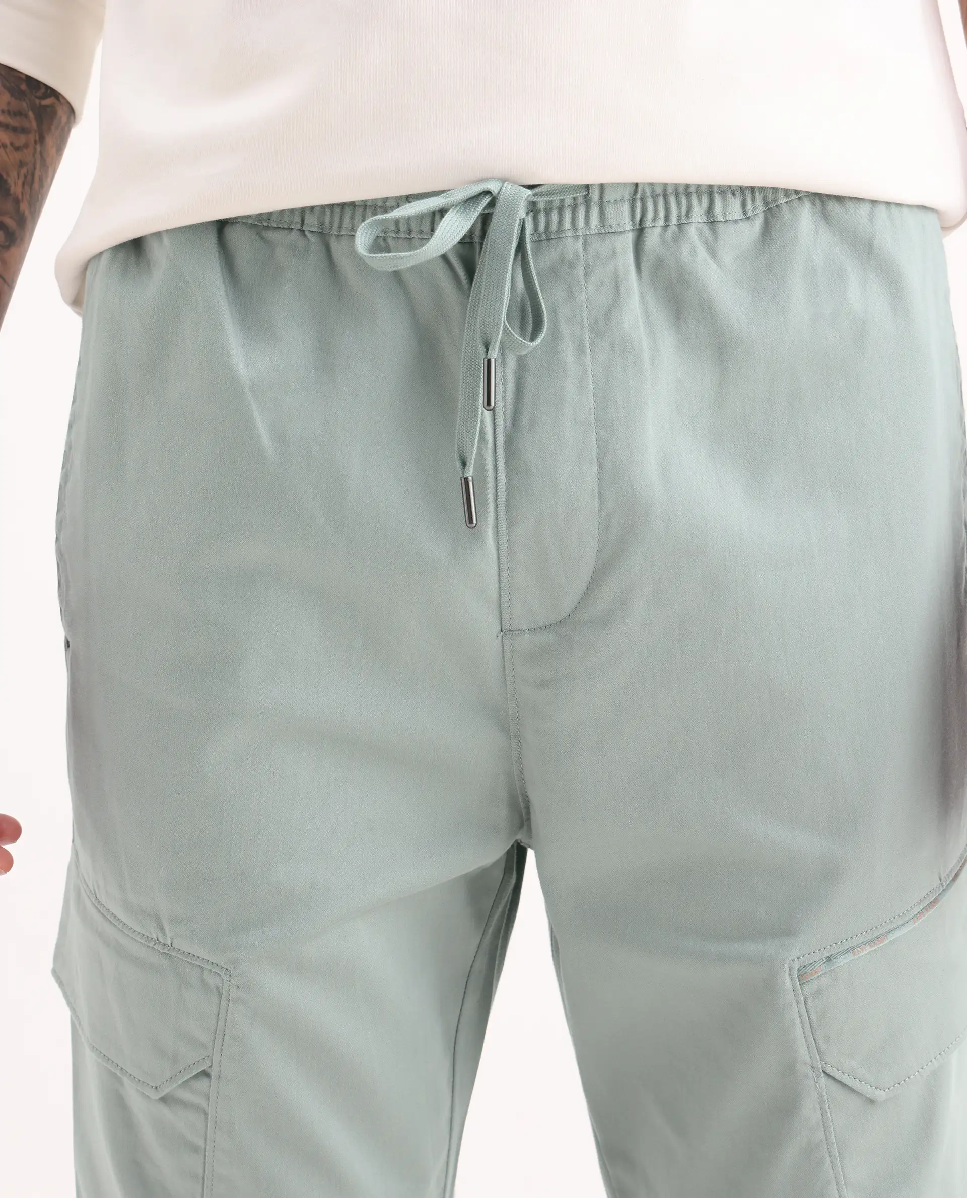 Rare Rabbit Men's Zudi Pastel Blue Cotton Plain Regular Fit Trouser - Image 5