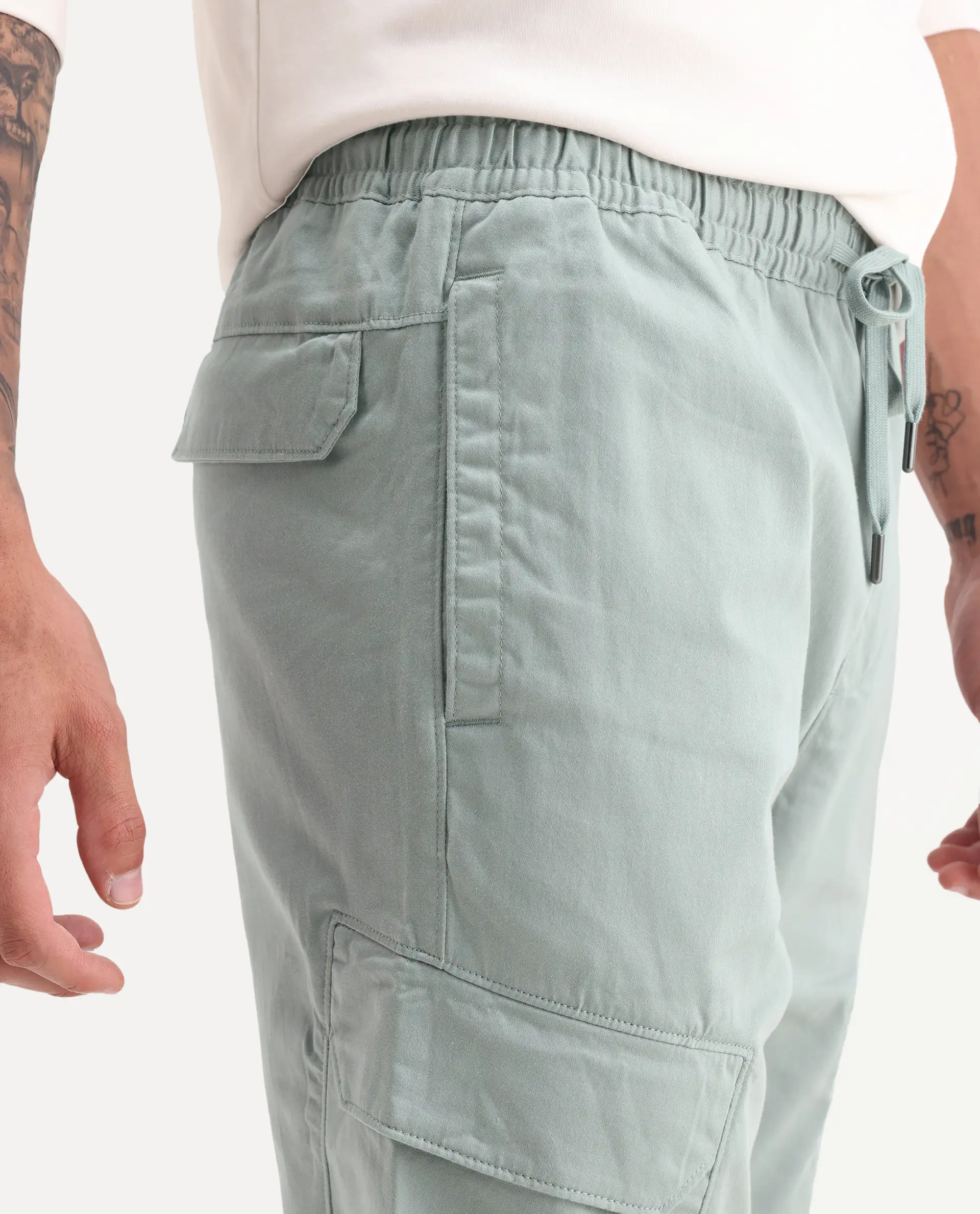 Rare Rabbit Men's Zudi Pastel Blue Cotton Plain Regular Fit Trouser - Image 6