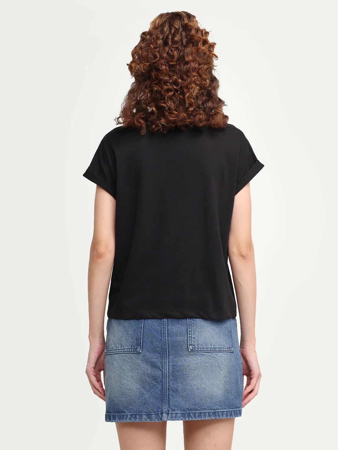 Rareism Women's Zue Black Cotton Crew Neck Pull-On Relaxed Typography Print T-Shirt - Image 7