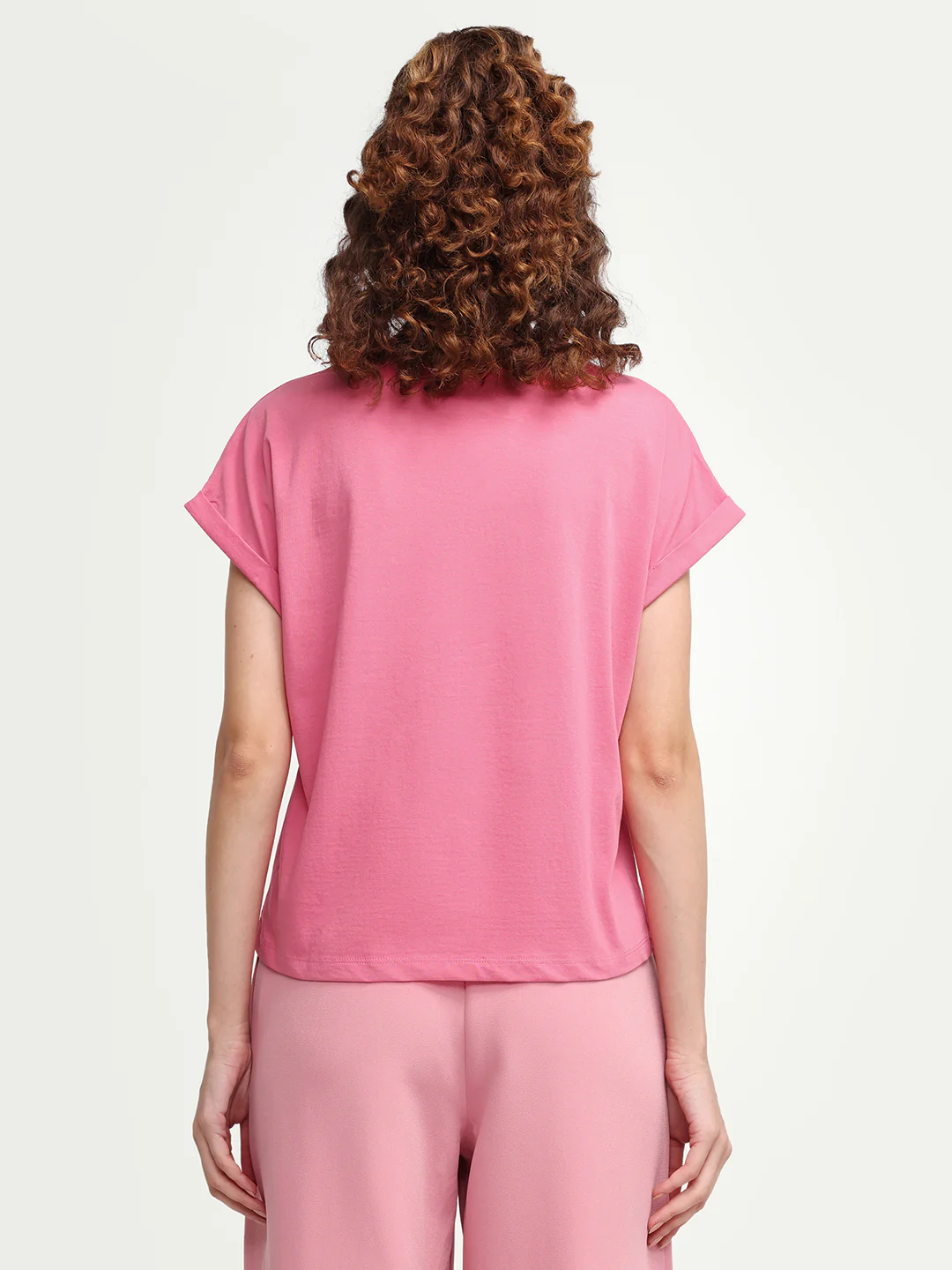 Rareism Women's Zue Pink Cotton Crew Neck Pull-On Relaxed Typography Print T-Shirt - Image 7