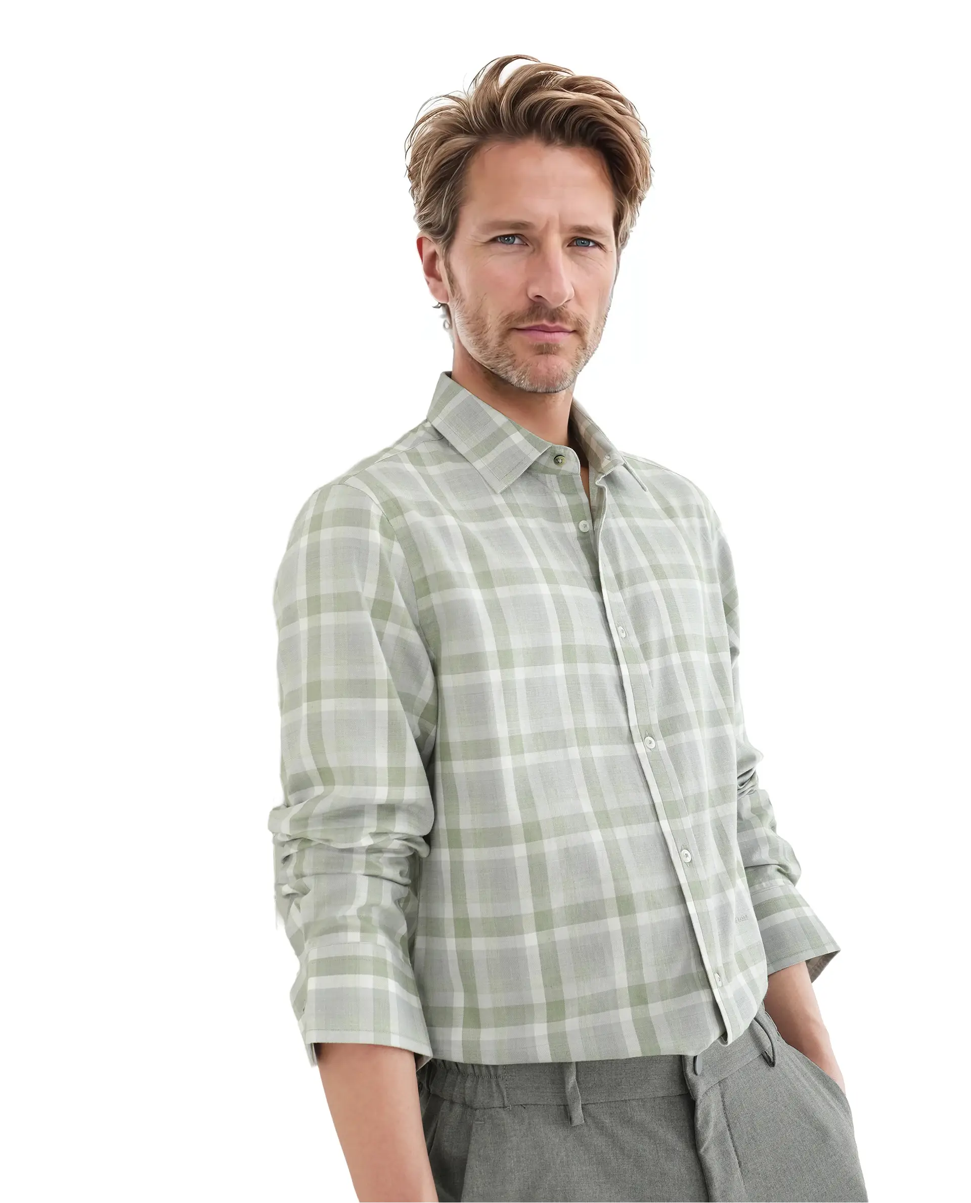 Rare Rabbit Men's Zujo Pastel Green Cotton Blend Checked Print Regular Fit Full Sleeve Collared Shirt - Image 6