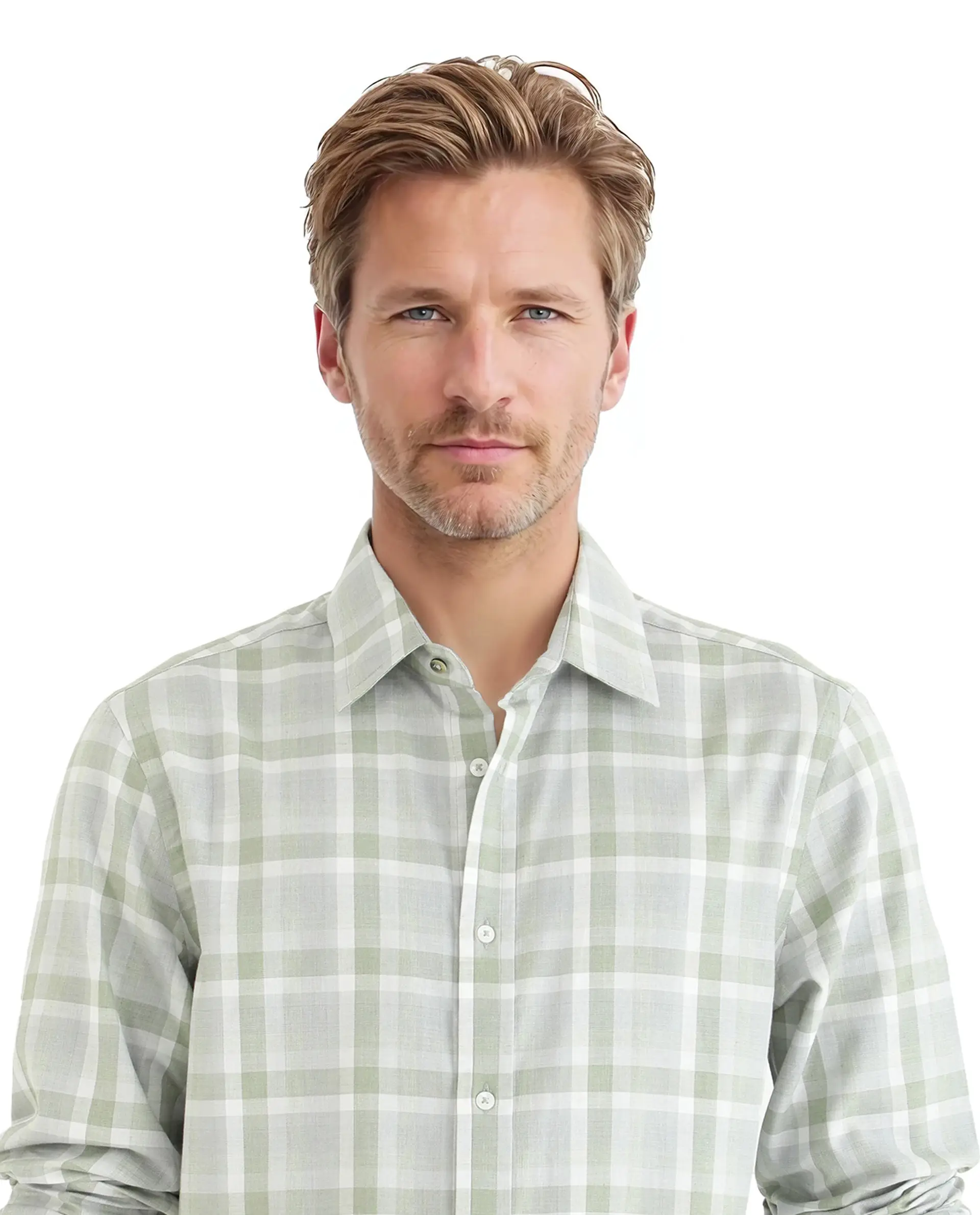 Rare Rabbit Men's Zujo Pastel Green Cotton Blend Checked Print Regular Fit Full Sleeve Collared Shirt - Image 7