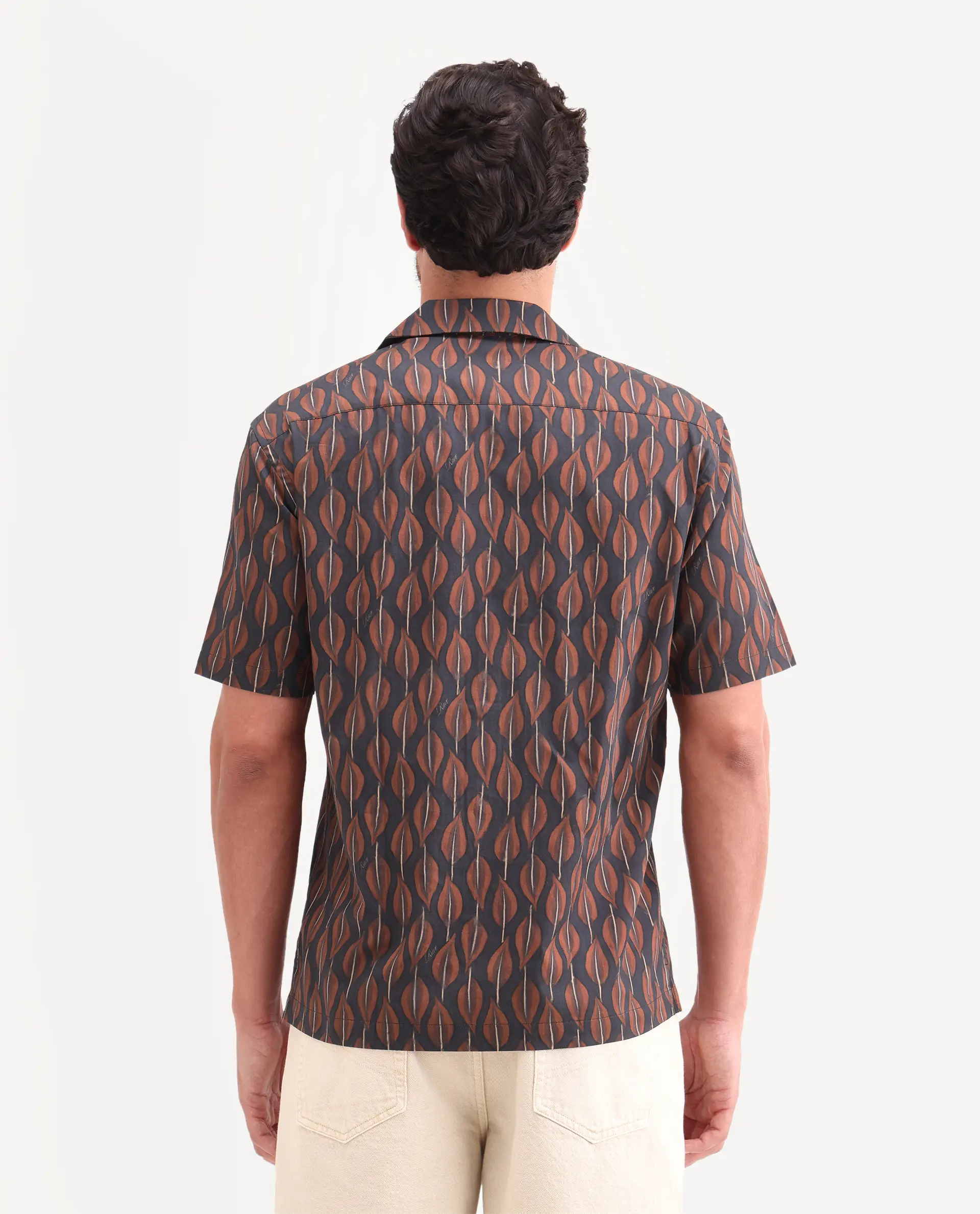 Rare Rabbit Men's Zuly Black Cotton Fabric Half Sleeve Spread Collar Regular Fit Tropical Print Shirt - Image 7