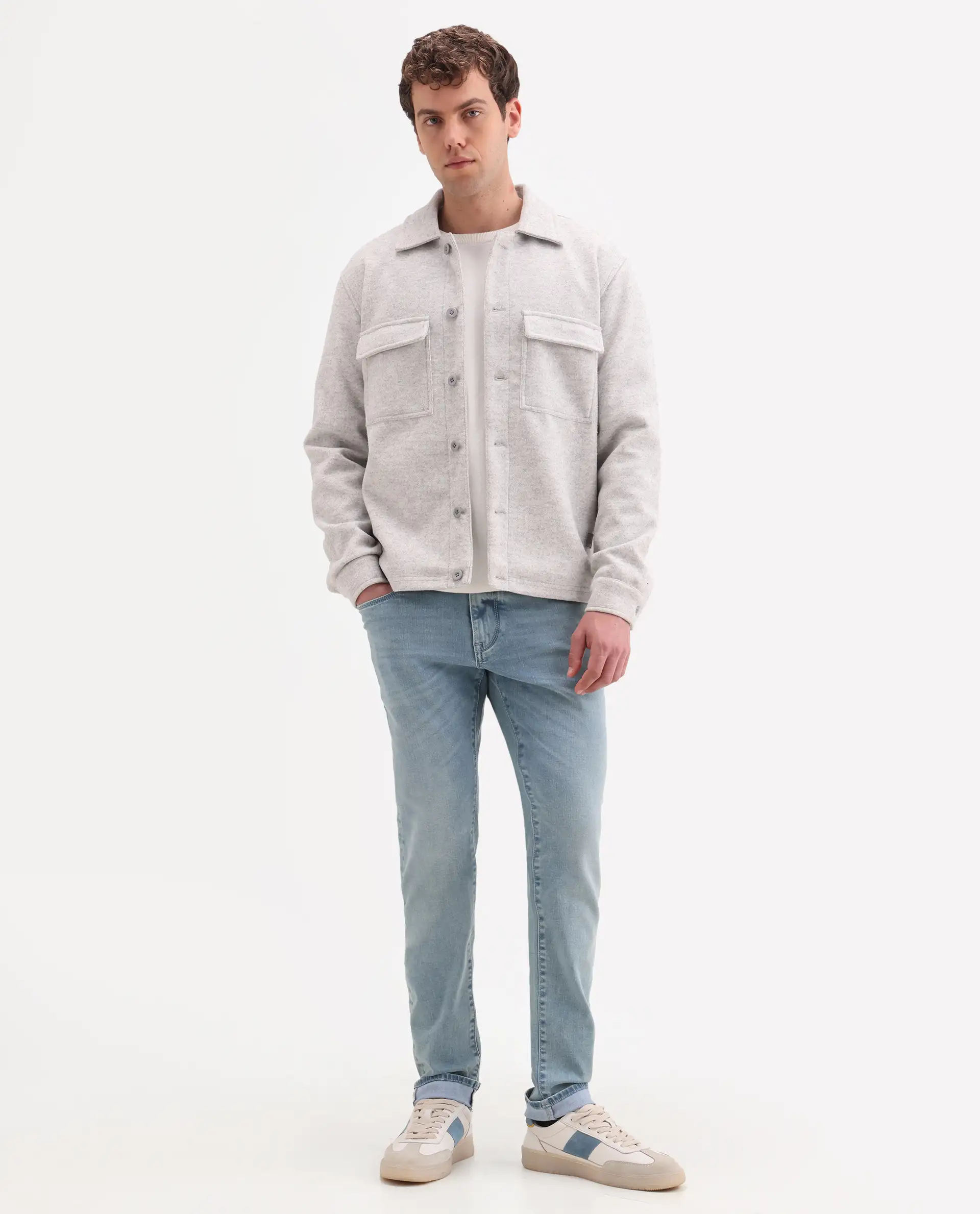 Rare Rabbit Men's Zuno L Light Blue Cotton Blend Fabric Shank And Zipper Hawk Slim Plain Jeans - Image 4