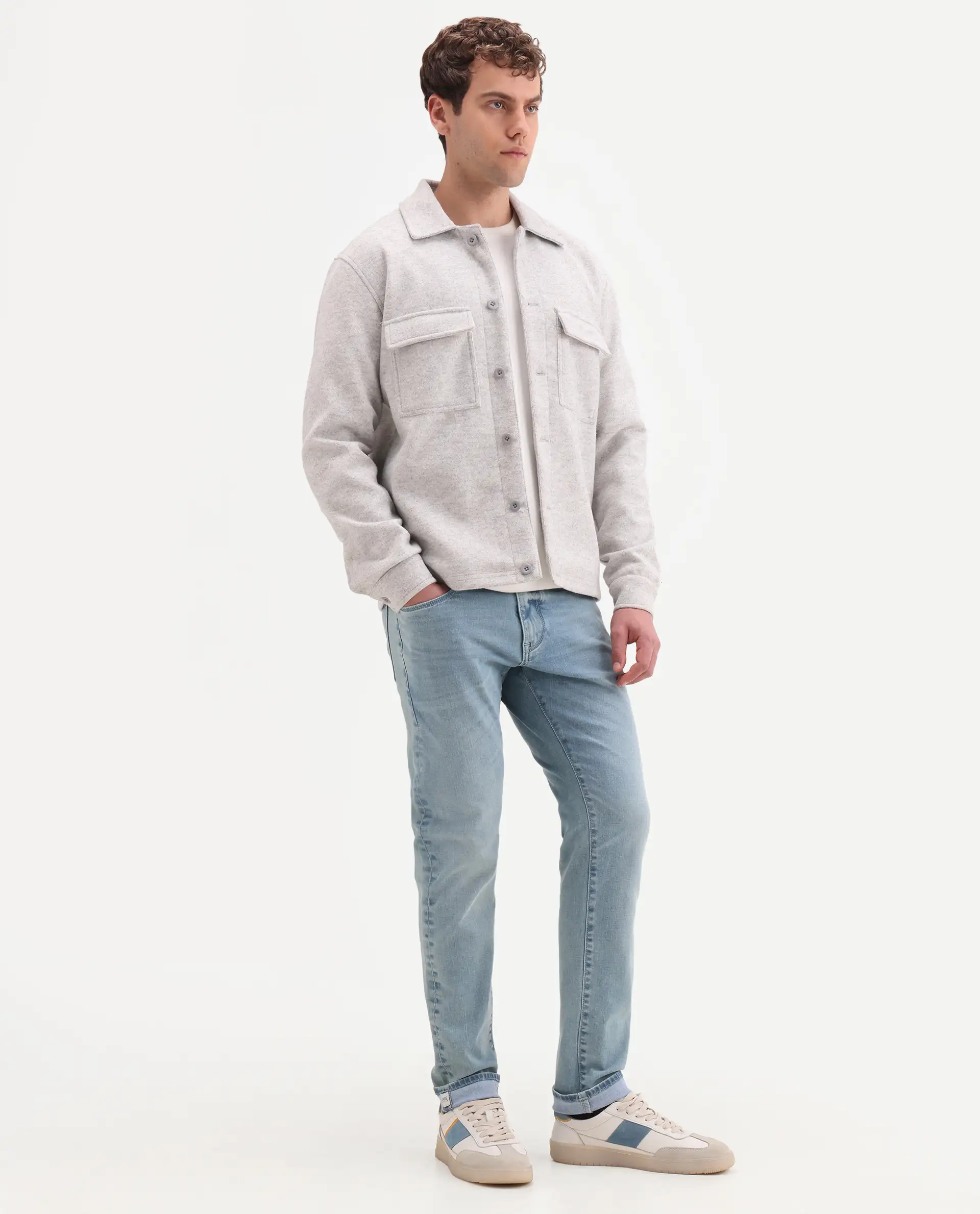 Rare Rabbit Men's Zuno L Light Blue Cotton Blend Fabric Shank And Zipper Hawk Slim Plain Jeans - Image 5