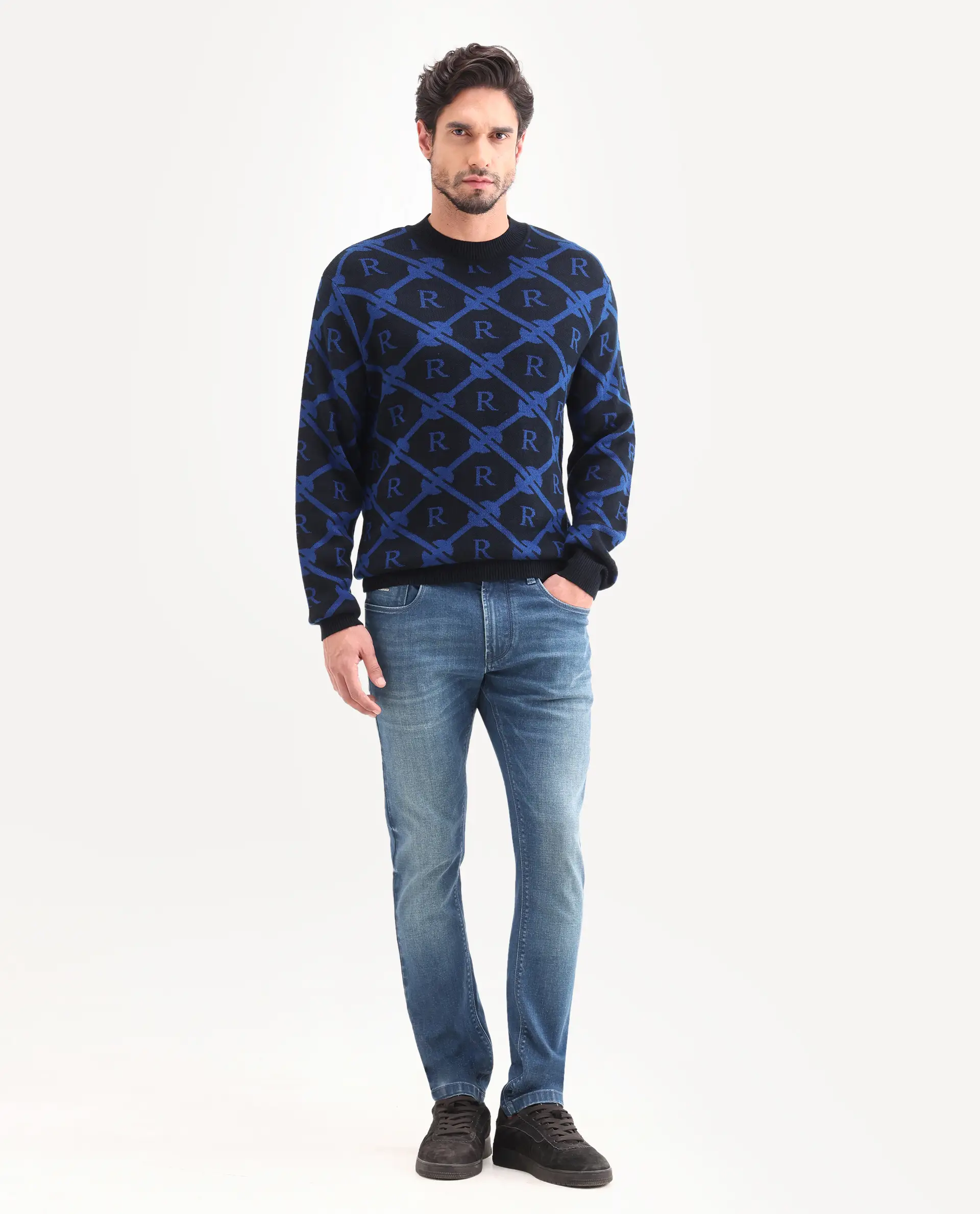 Rare Rabbit Men's Zuno S Blue Cotton Blend Fabric Shank And Zipper Hawk Slim Plain Jeans - Image 4