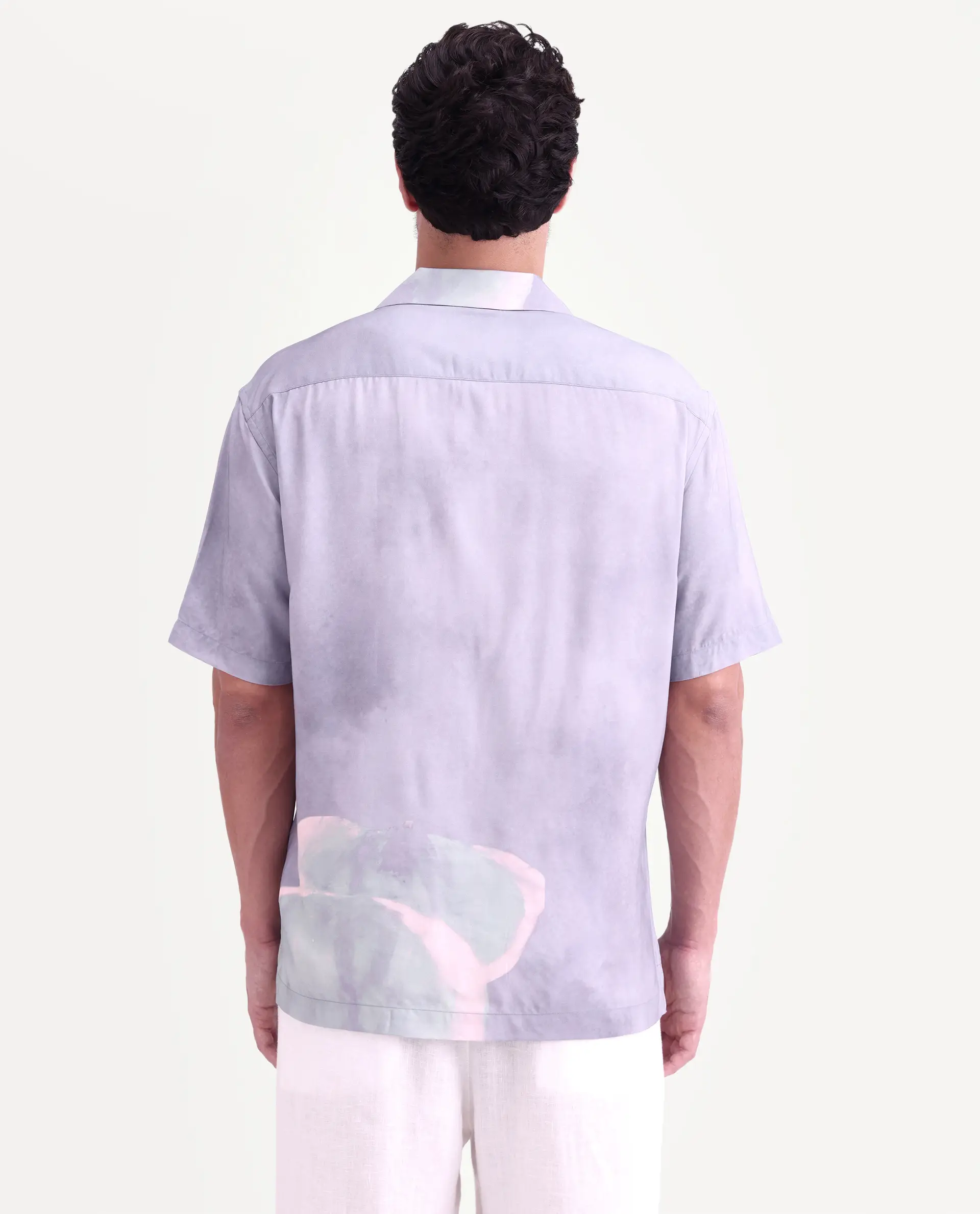 Rare Rabbit Men's Zuvk Dusky Purple Viscose Fabric Half Sleeve Cuban Collar Regular Fit Abstract Print Shirt - Image 7