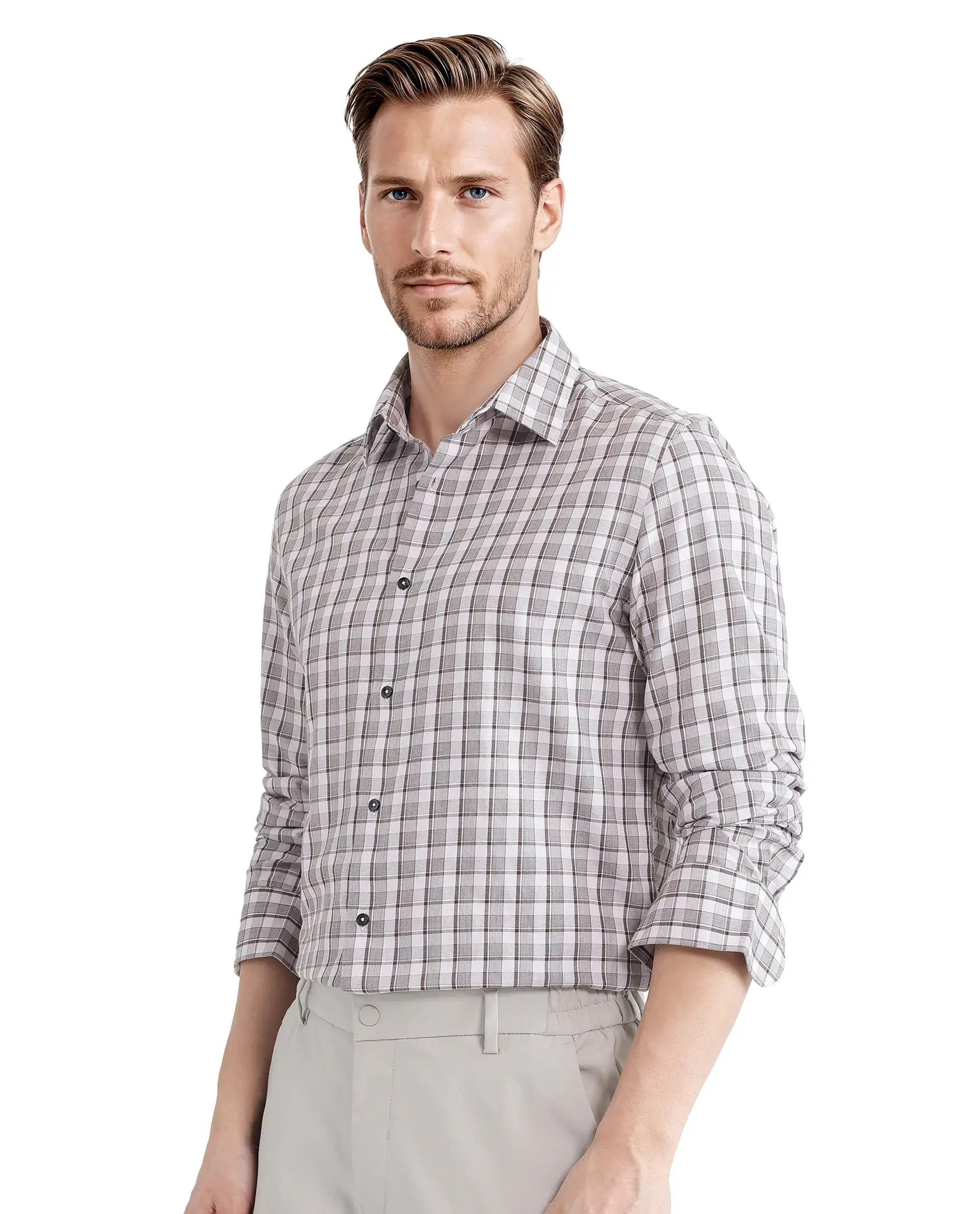 Rare Rabbit Men's Zylot Pink Cotton Checked Print Regular Fit Full Sleeve Collared Shirt - Image 4