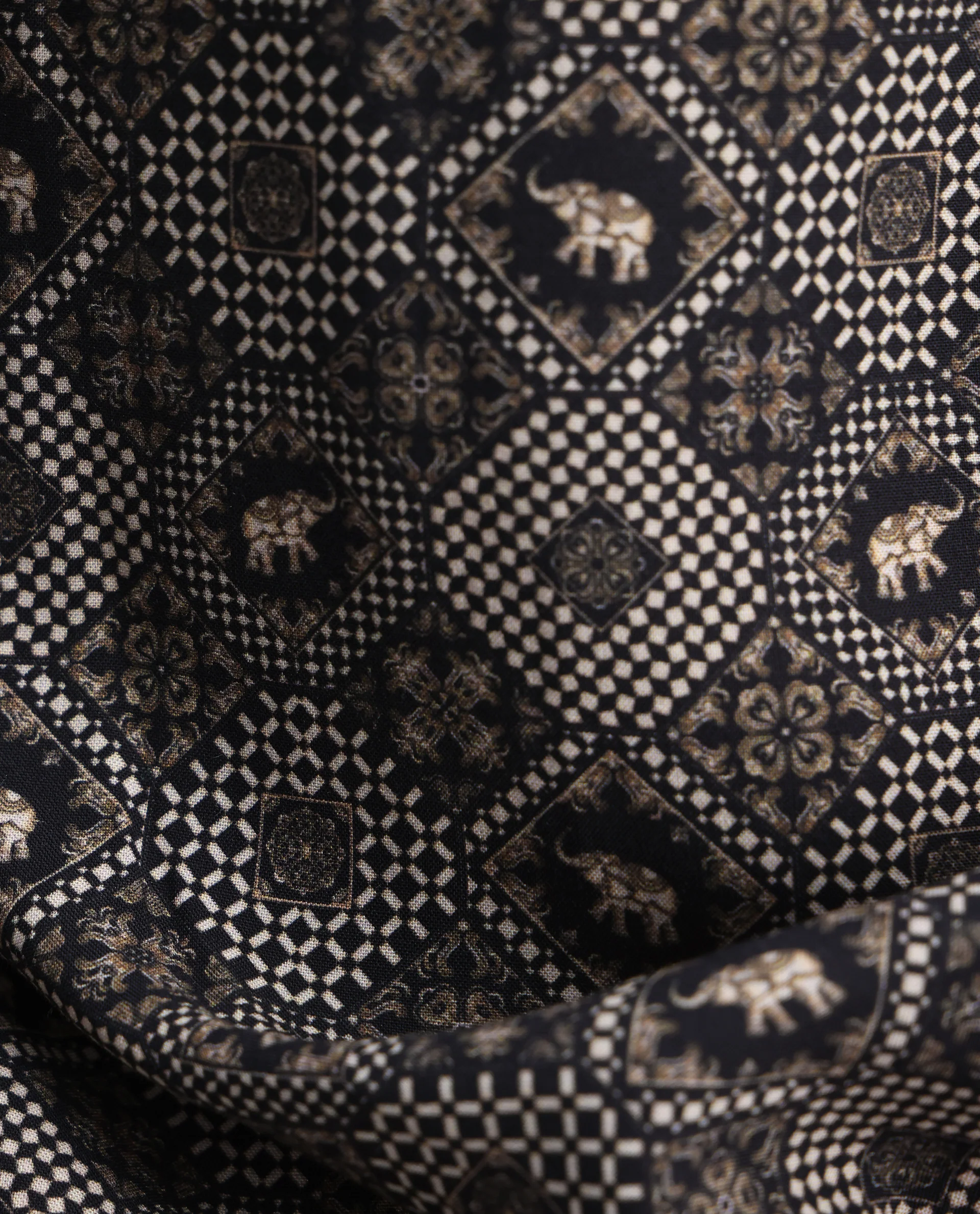 Rare Rabbit Men's Zynor Black Viscose Geometric Print Regular Fit Full Sleeve Collared Shirt - Image 7