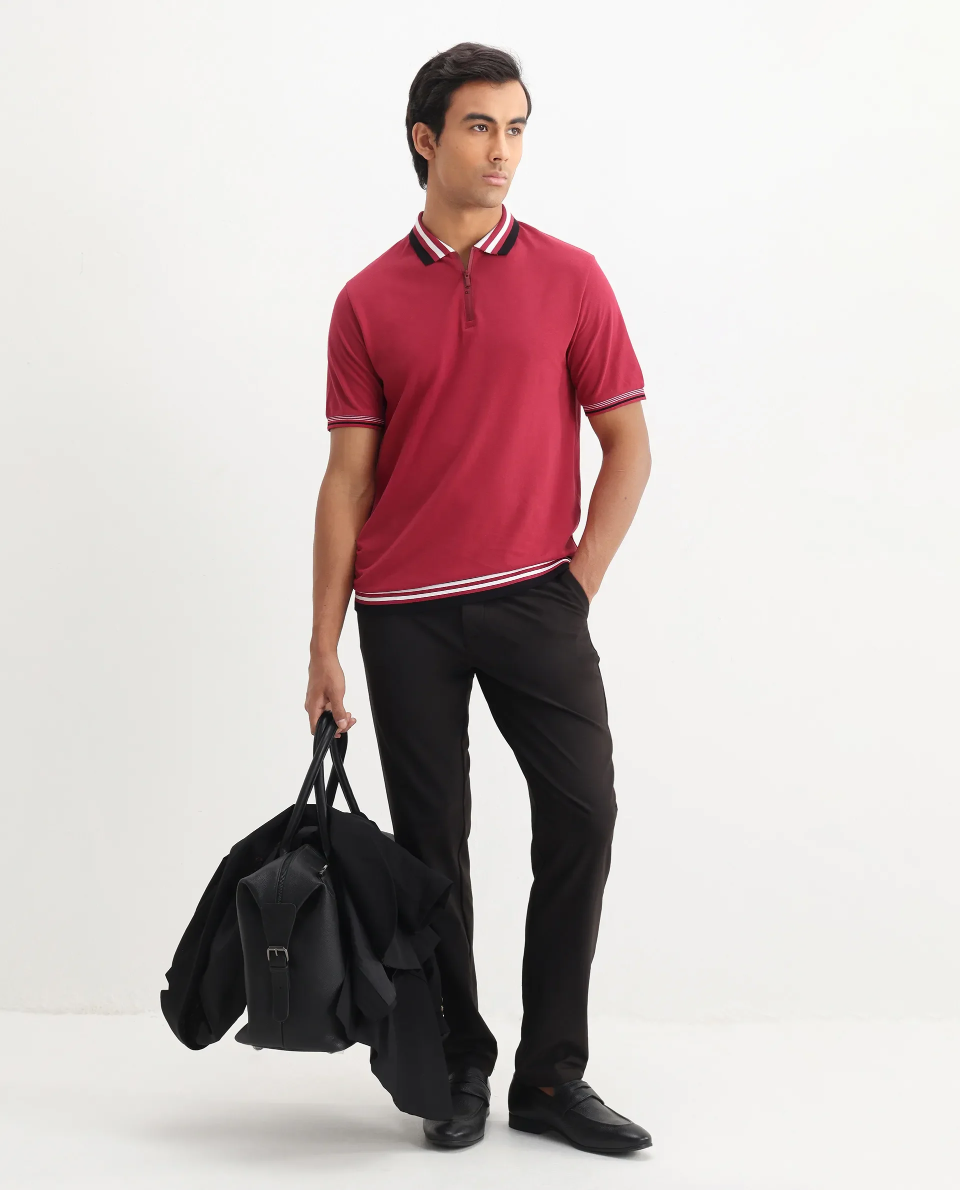 Rare Rabbit Men's Cotton Plain Regular Fit Half Sleeve Polo - Image 2