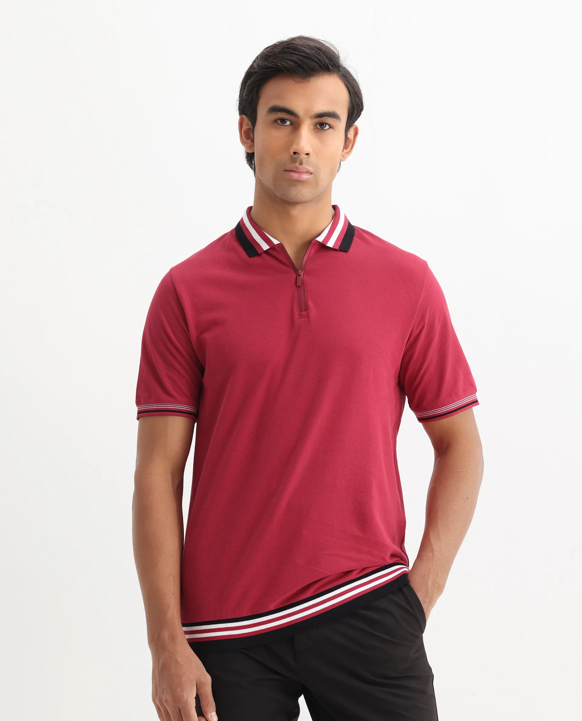 Rare Rabbit Men's Cotton Plain Regular Fit Half Sleeve Polo - Image 3