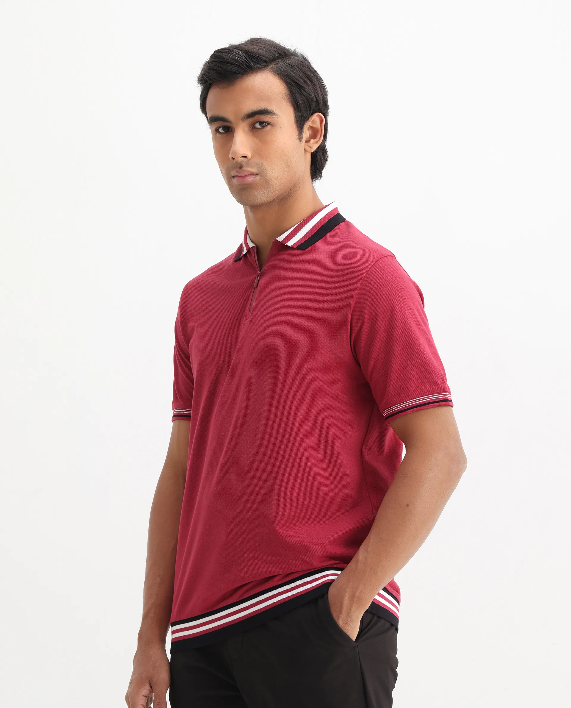 Rare Rabbit Men's Cotton Plain Regular Fit Half Sleeve Polo - Image 7